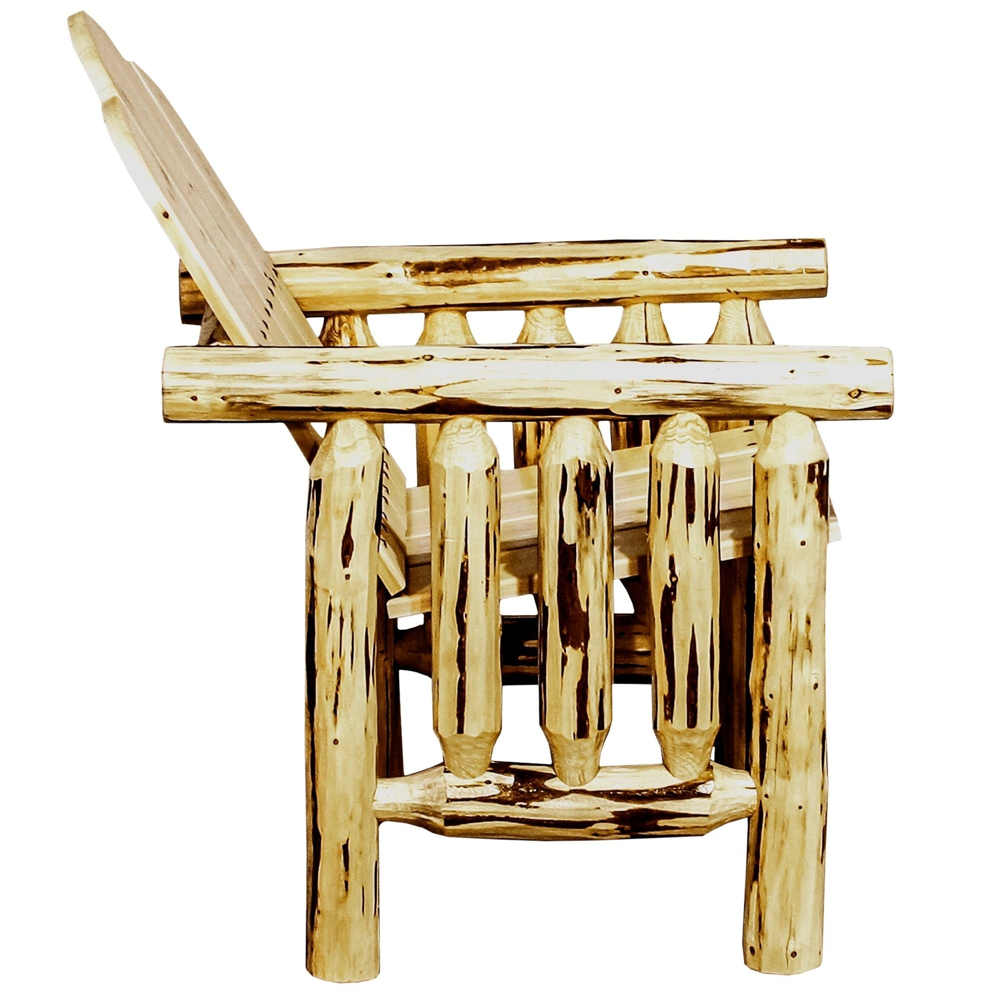 Montana Log Deck Chair - Rustic Outdoor Wooden Patio Lounge Chair for Garden, Poolside & Backyard Relaxation | Heavy Duty & Weather Resistant