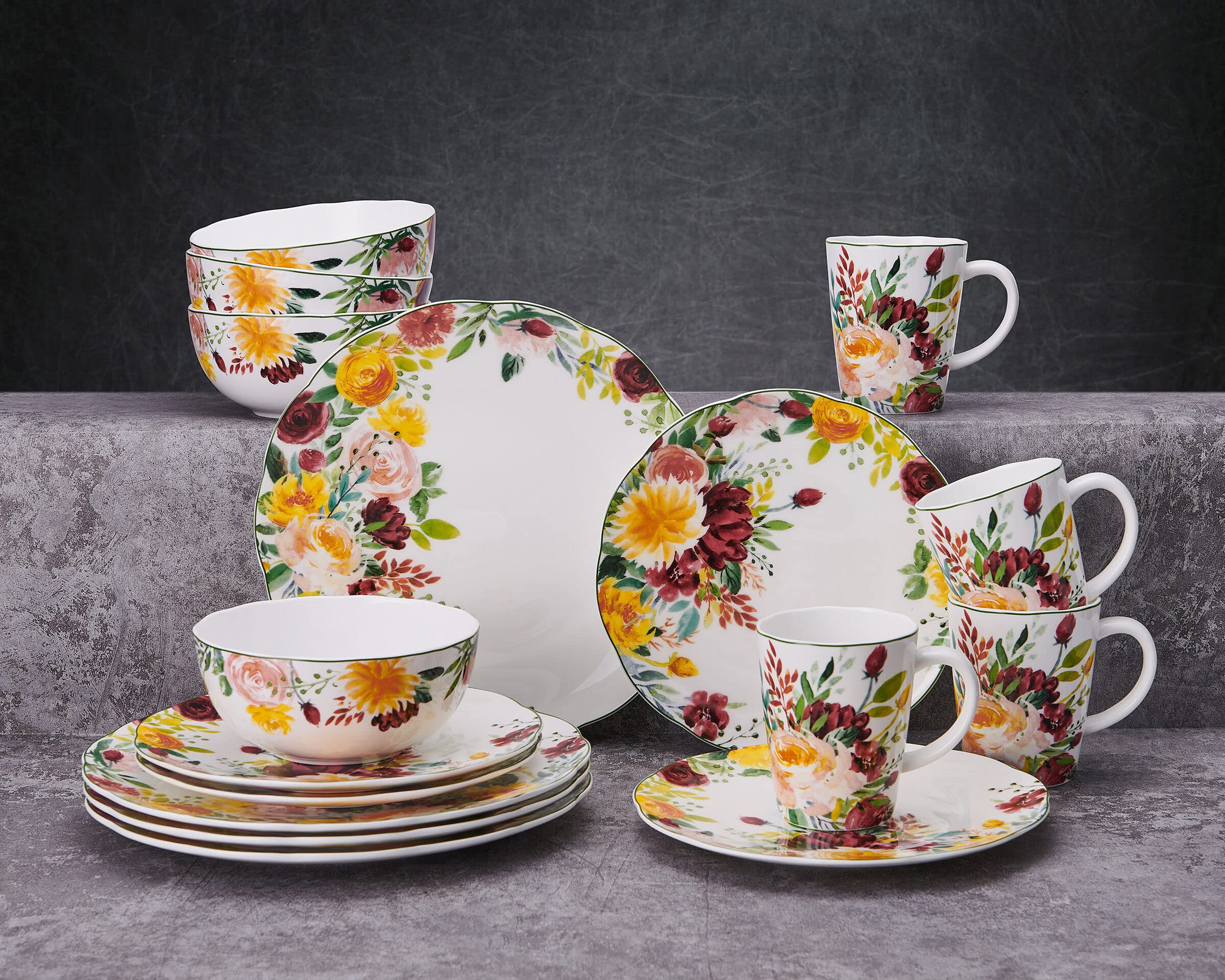 Premium Mikasa Clara 16-Piece Bone China Dinnerware Set - Lightweight & Chip Resistant, Service for 4 - Elegant Table Setting for Fine Dining & Special Occasions