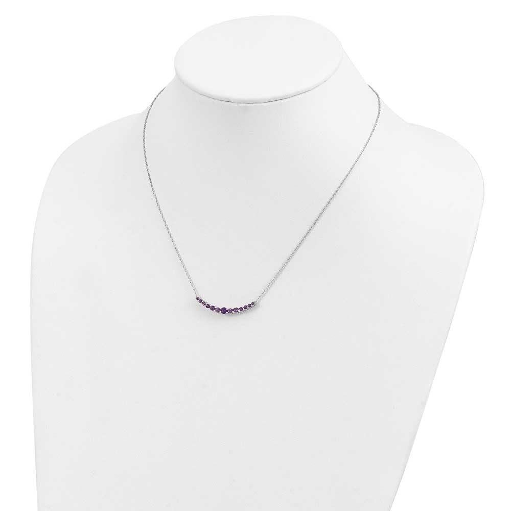 Sterling Silver Rhodium-Plated Amethyst Pendant Necklace for Women - Elegant Jewelry Gift for Birthday, Anniversary & Special Occasions
