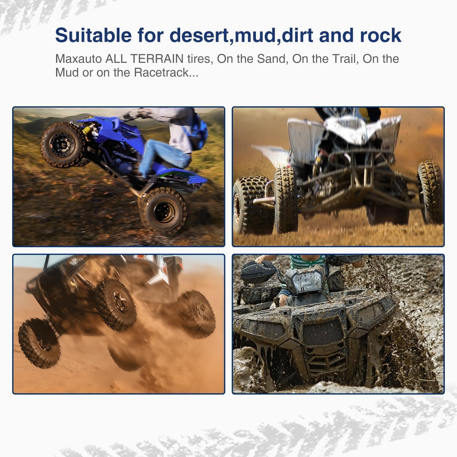 MaxAuto ATV Tires 145/70-6 & 16x8.00-7 - Knobby Tubeless Mini Bike and Go-Kart Tires (Set of 4) - Perfect for Off-Road, Trail Riding, and All-Terrain Adventures