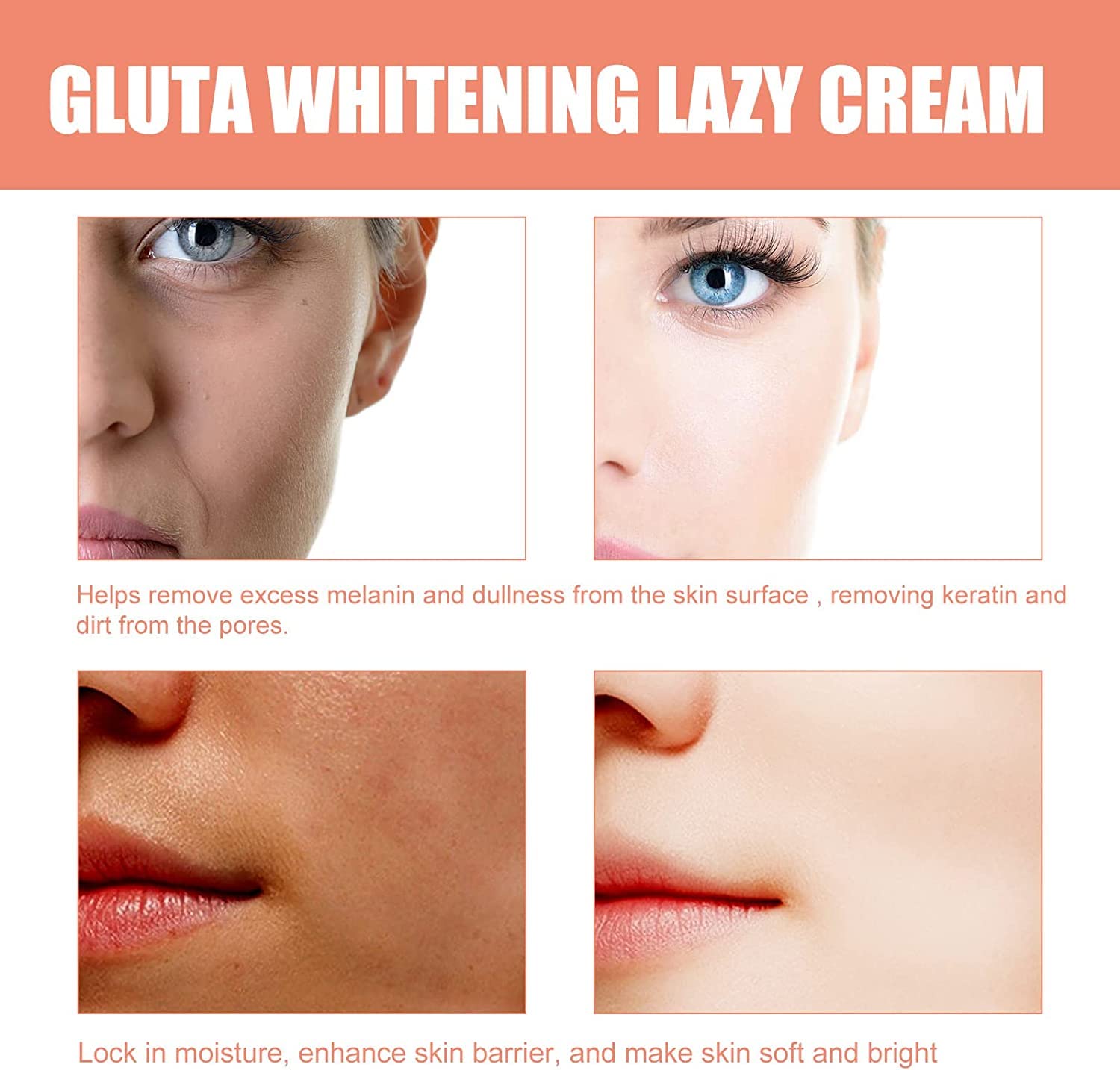 Gluta Whitening Facial Cream - Korean Moisturizing Day Cream for Brightening & Hydration | Perfect for Daily Skincare & Night Routine
