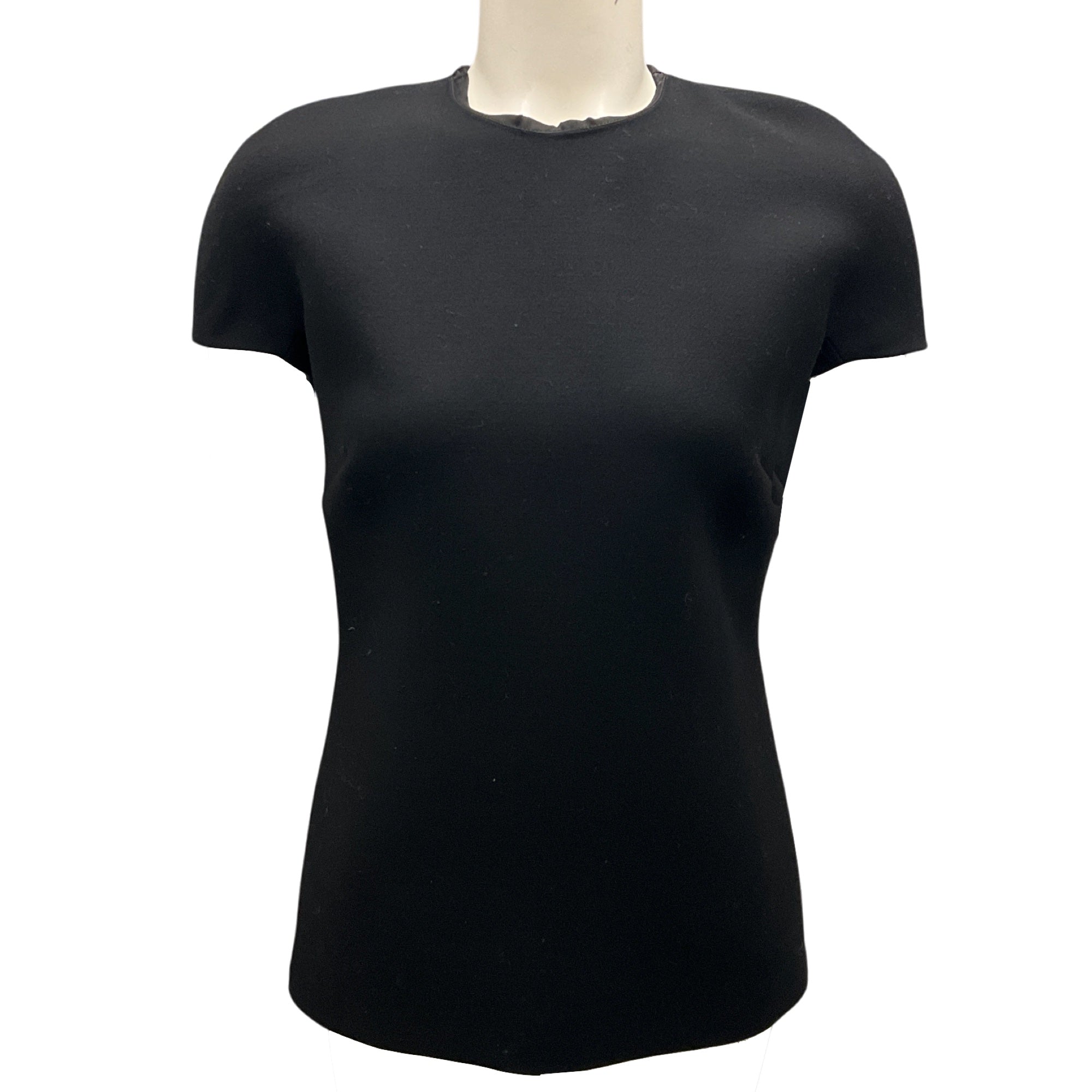 Bottega Veneta Black Wool Zip Back Top with Cap Sleeves | Luxury Women's Fashion for Work & Evening Outfits