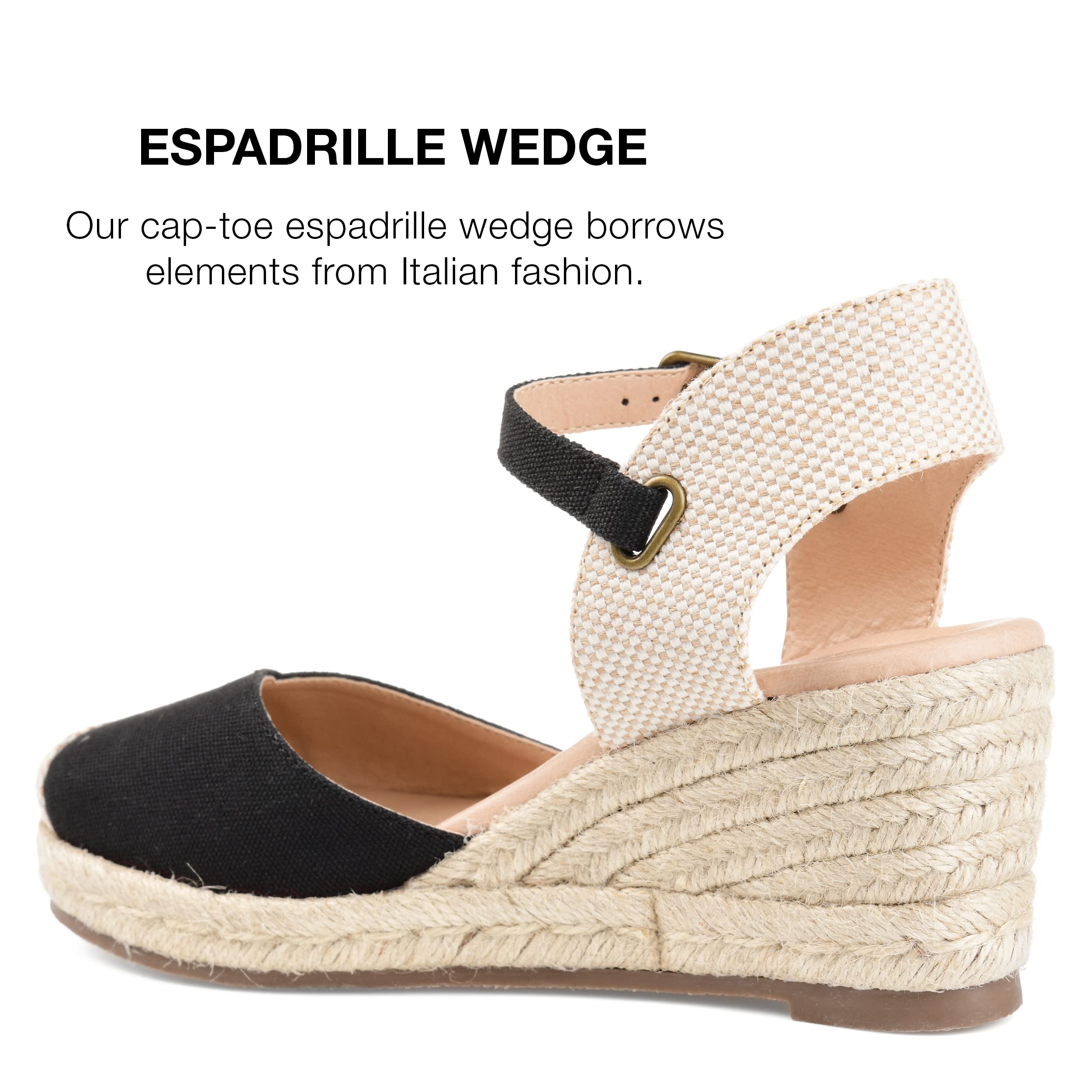 Journee Women's Comfort Foam Ashlyn Espadrille Wedge Sandals - Breathable Summer Casual Shoes for Walking, Beach & Outdoor Activities