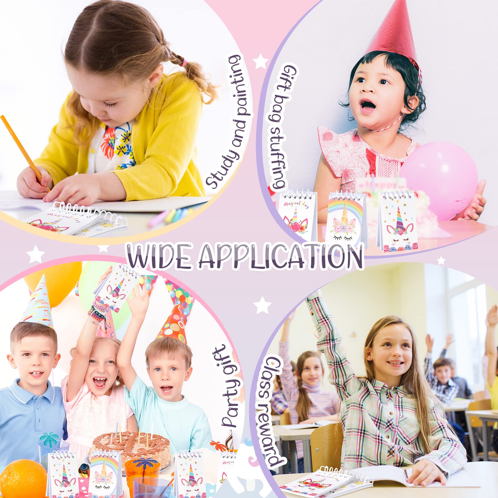 Sabary 24 Pcs Mini Unicorn Notepads - Small Spiral Notebooks for School, Classroom Rewards & Party Favors | Cute Unicorn-Themed Journals for Girls, Kids Birthday Goody Bags & Piñata Fillers - Perfect for Birthday Parties, School Supplies & Gift Giving