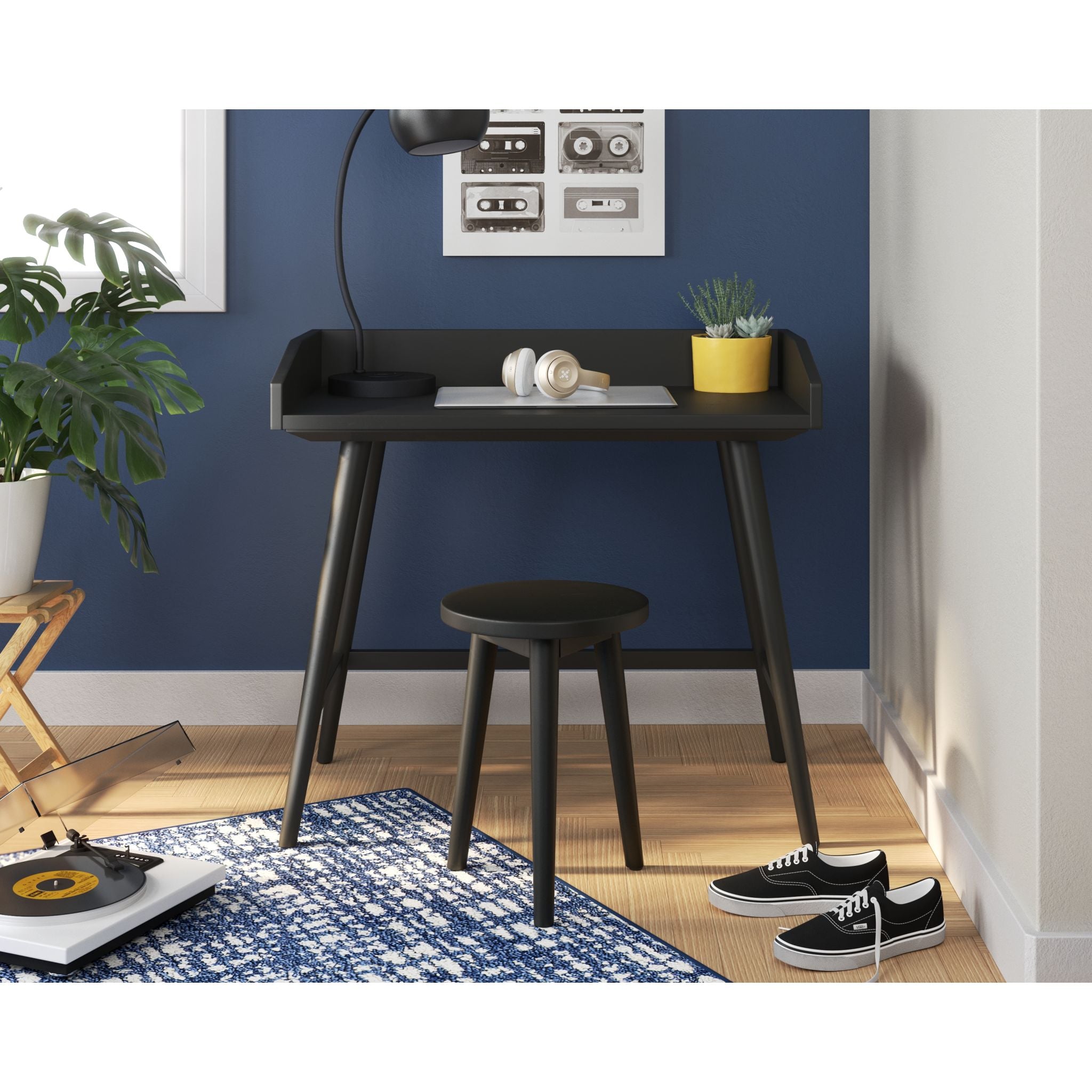 Blariden Modern Office Desk - Metallic Gray Finish, Sturdy Metal Frame, Spacious Work Surface for Home & Office Workspace