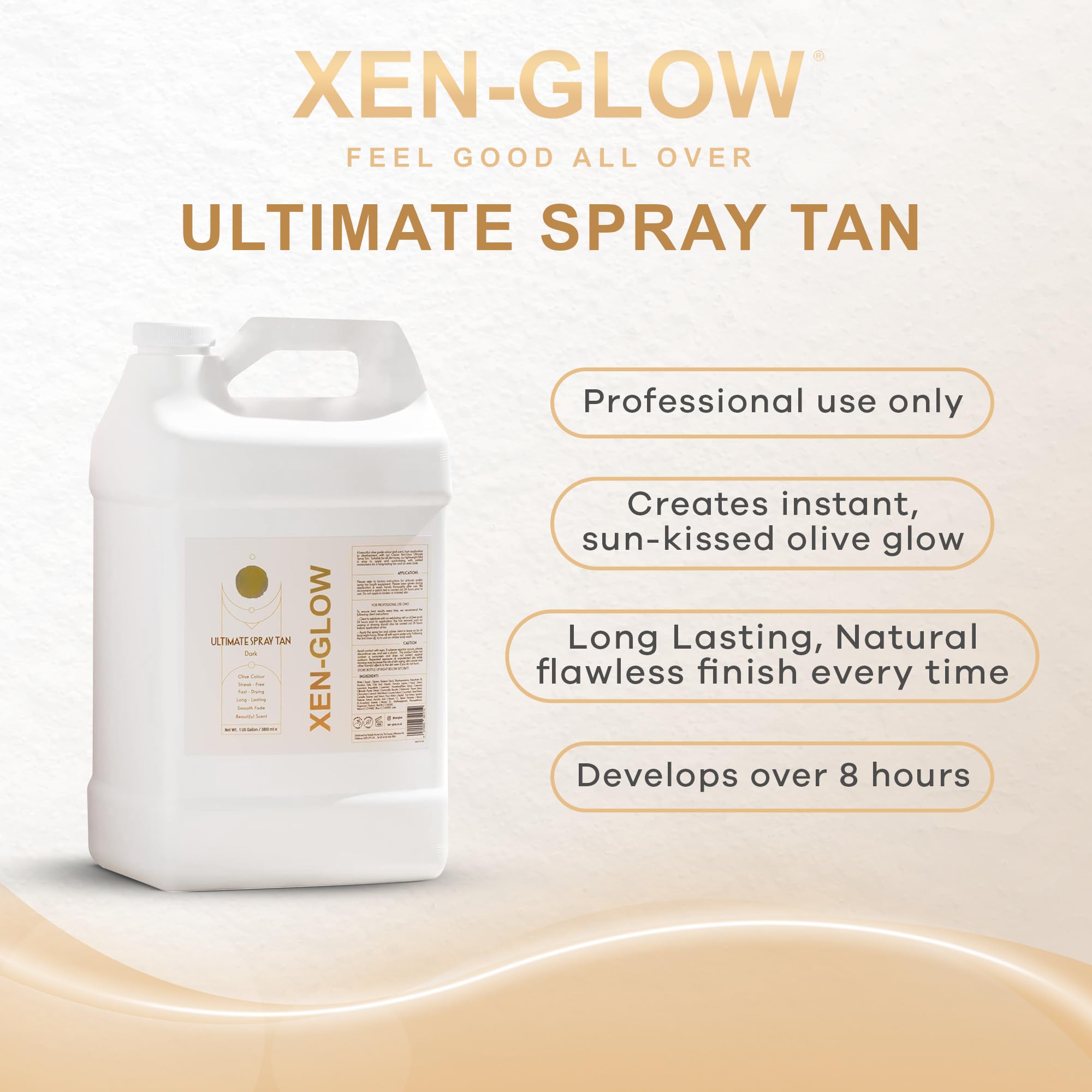 Sunless Ultimate Spray Tan - Fast-Drying, Long-Lasting Self Tanner with Vitamin E, Vitamin C & Aloe Vera - Professional Indoor Tanning Solution for Smooth, Streak-Free Glow | Perfect for Salons, Spray Tanning Businesses & At-Home Use (3.8 Liter)