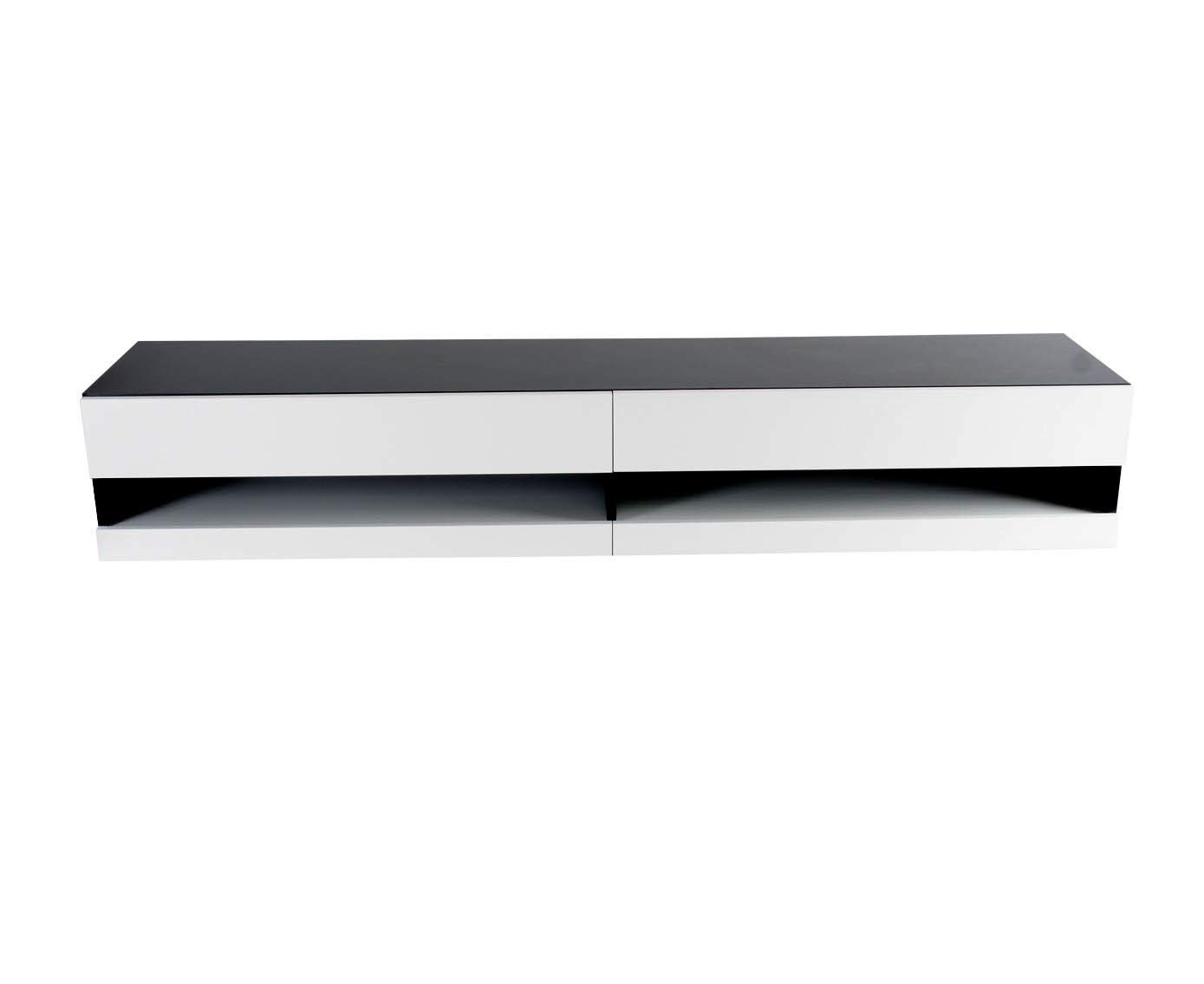 VIGO Modern Gloss TV Stand for 55-75 Inch TVs - Black & White Finish - Stylish Entertainment Center for Living Room, Bedroom & Home Theater