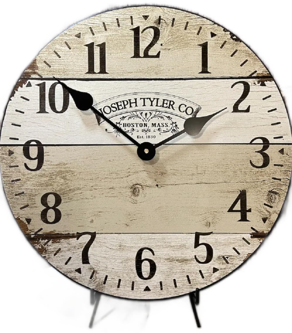 Vintage Barnwood Wall Clock - Handcrafted in USA, Silent Non-Ticking Mechanism, Rustic Decor for Living Room, Bedroom, Office - 18 Inch Battery Operated Farmhouse Clock for Home & Office Decor