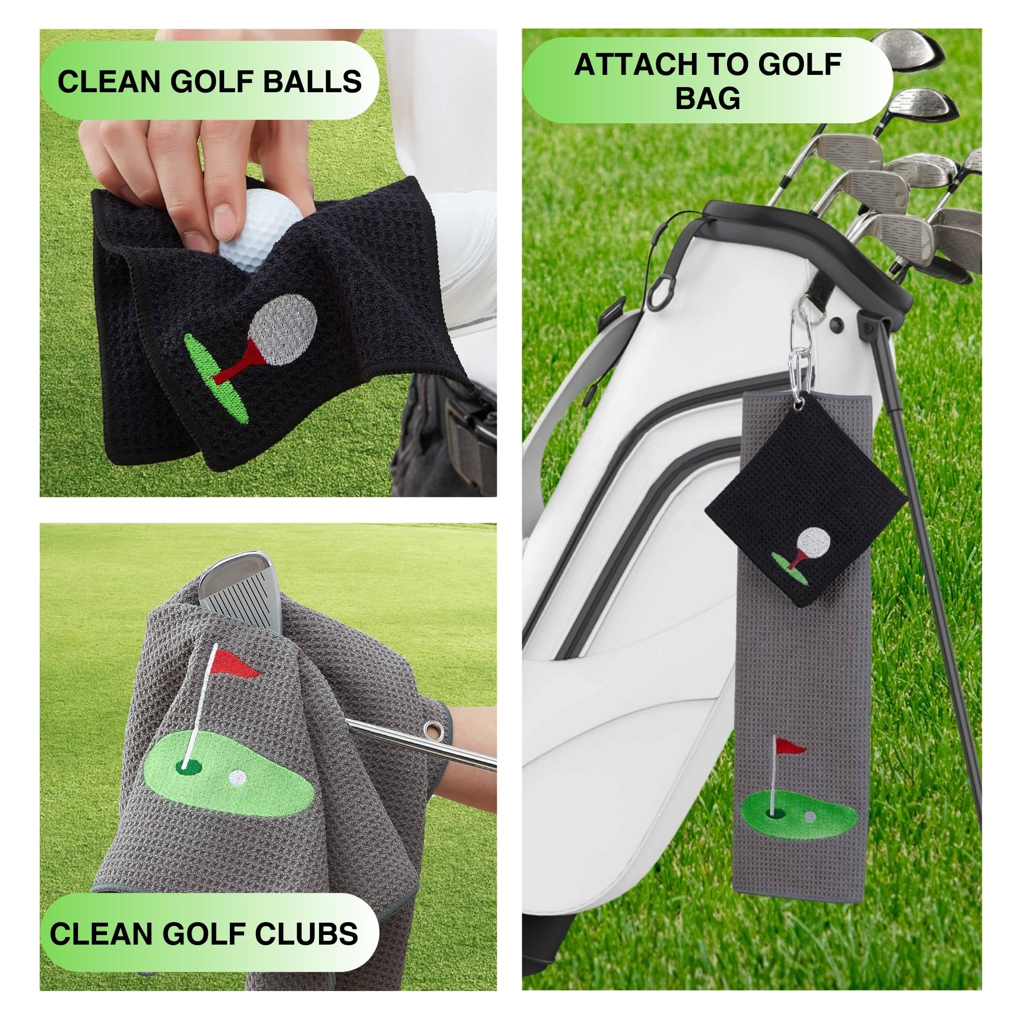 Custom Embroidered Golf Towel Set - 2-Pack Microfiber Waffle & Ball Towels for Golf Bags & Carts - Perfect Golf Accessories & Gifts for Men, Women & Kids - Ideal for Golf Courses, Driving Ranges & Clubhouses