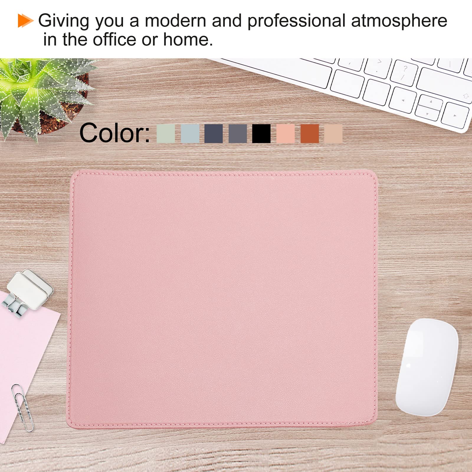 PATIKIL 10.2x8.3 Inch PU Leather Mouse Pad with Cork Non-Slip Base - Waterproof Computer Desk Mat with Stitched Edge for Office, Home & Gaming (Brown) - Perfect for Workstations, Laptops & PC Setups