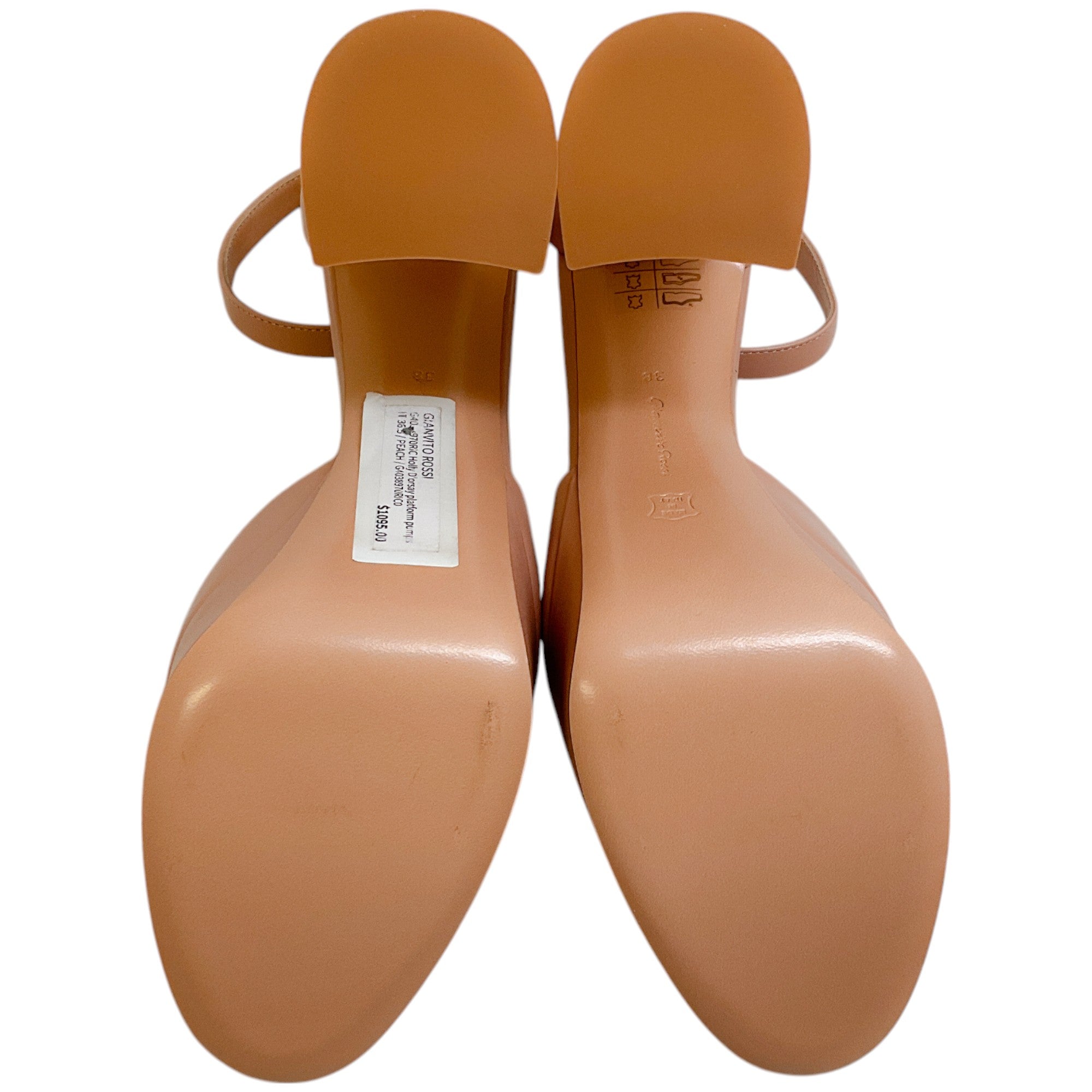 Gianvito Rossi Peach Leather Holly D'Orsay Pumps - Women's Luxury High Heels for Weddings, Parties & Office Wear