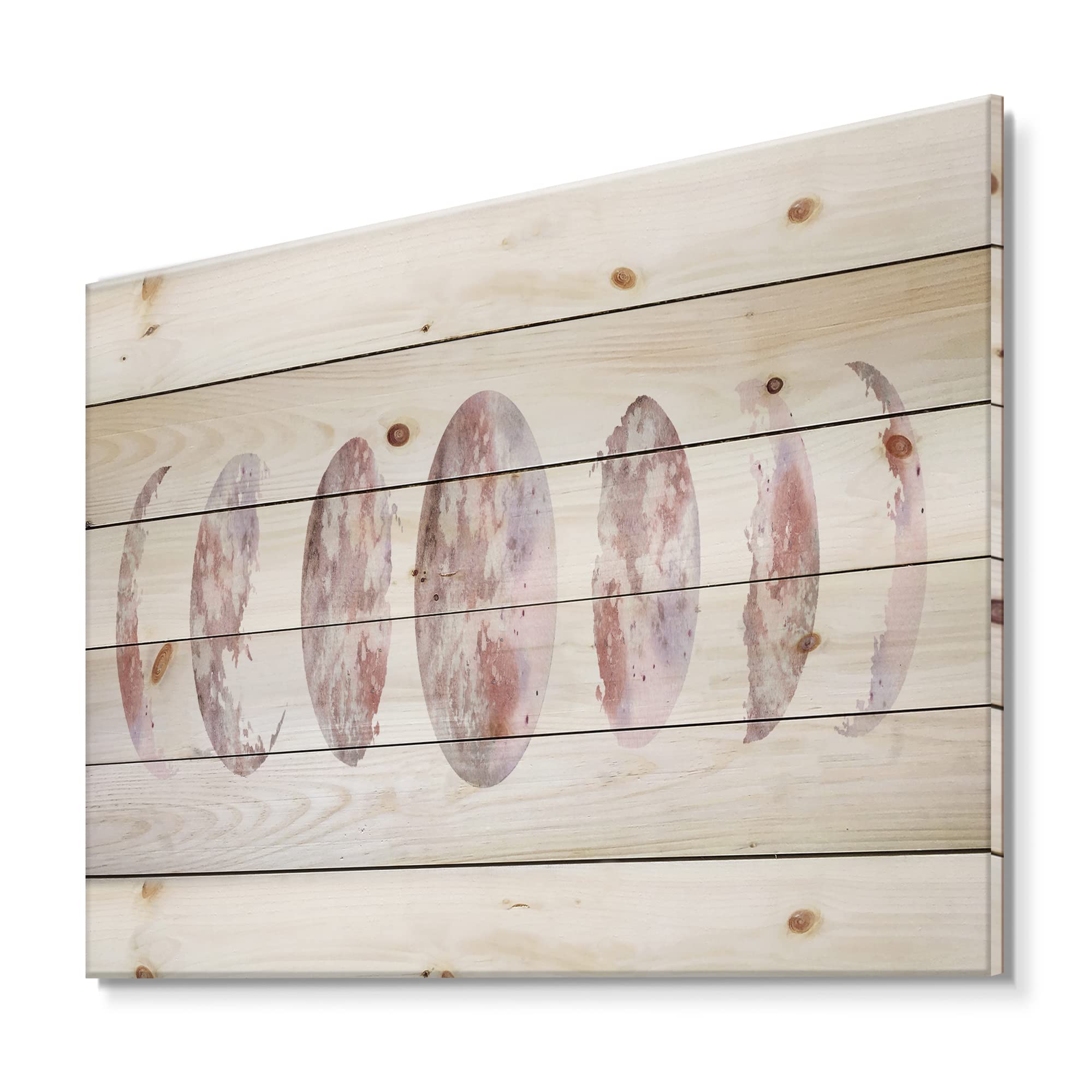 DesignQ Moon Phases Wood Wall Art - Modern Pink Astronomy Decor, Large Contemporary Space-Themed Pine Wood Wall Panels for Living Room, Bedroom & Office Decor