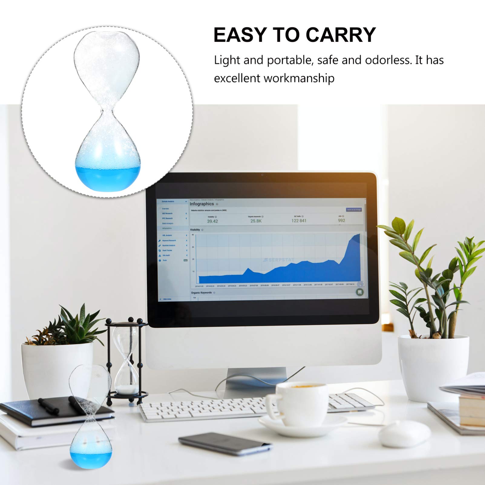 **Cabilock Blue Glass Hourglass Timer - 3-Minute Liquid Motion Bubble Timer for Meditation, Yoga, and Relaxation - Unique Home Decor and Birthday Gift Idea**