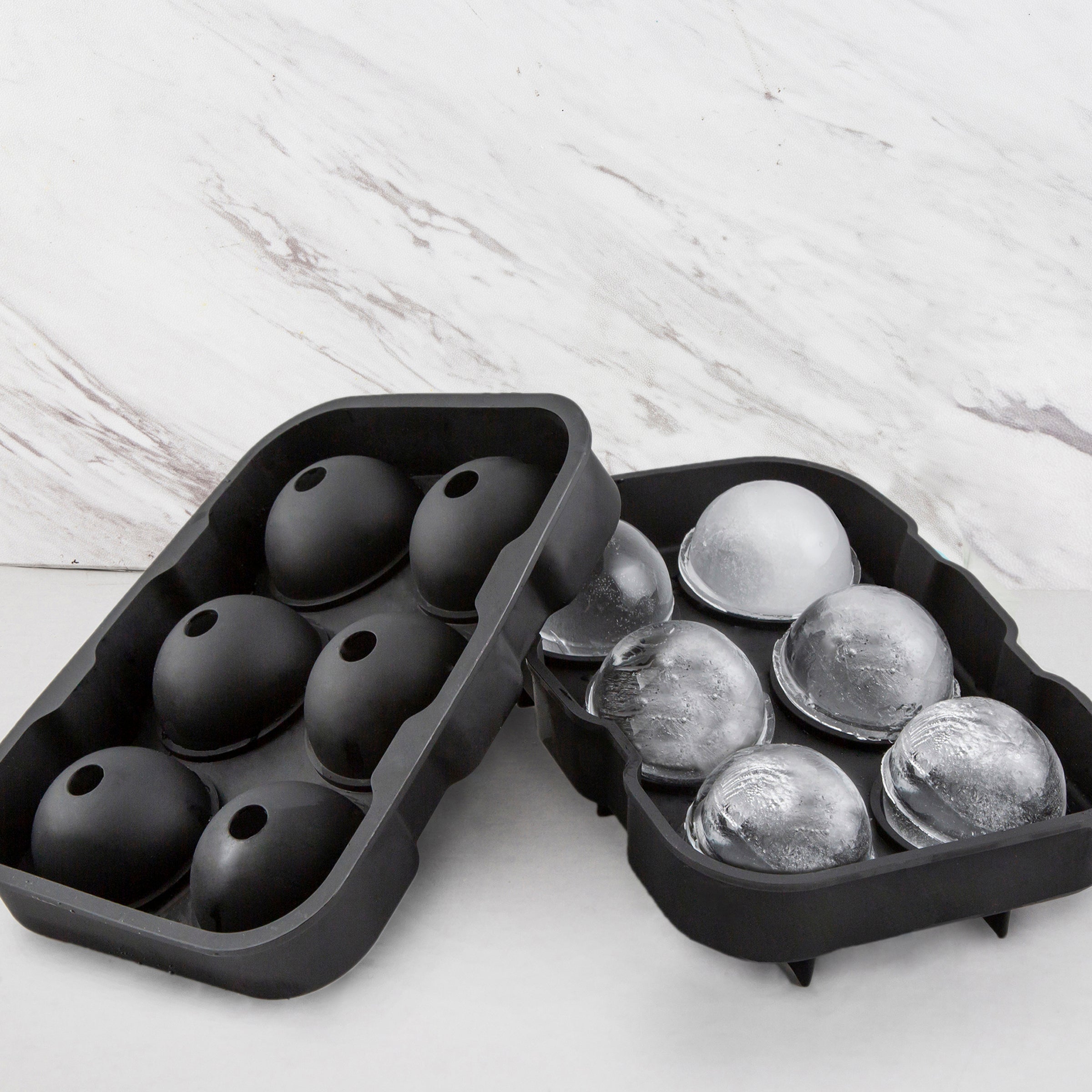 Premium Black Round Silicone Ice Cube Tray - BPA Free Flexible Mold for Cocktails, Whiskey, and Beverages - Perfect for Home Bars, Parties, and Kitchen Use
