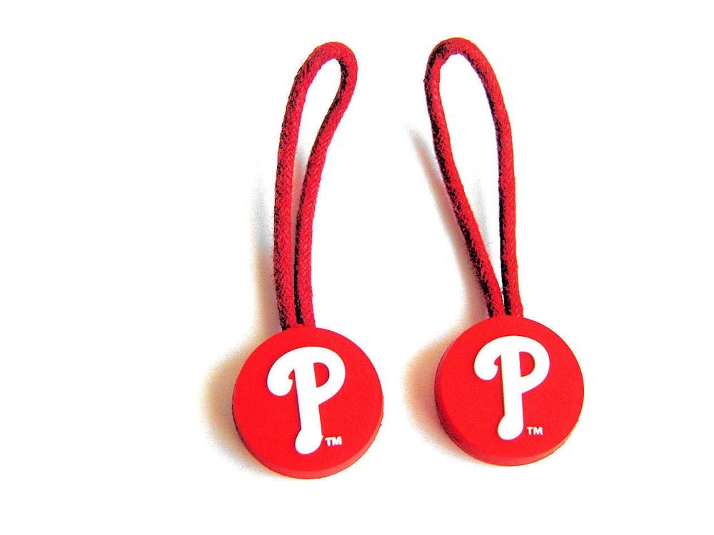 MLB Philadelphia Phillies Team Logo Zipper Pull Charm Luggage ID Tag Set - Perfect for Travel, Suitcases, Backpacks & Sports Fan Gifts