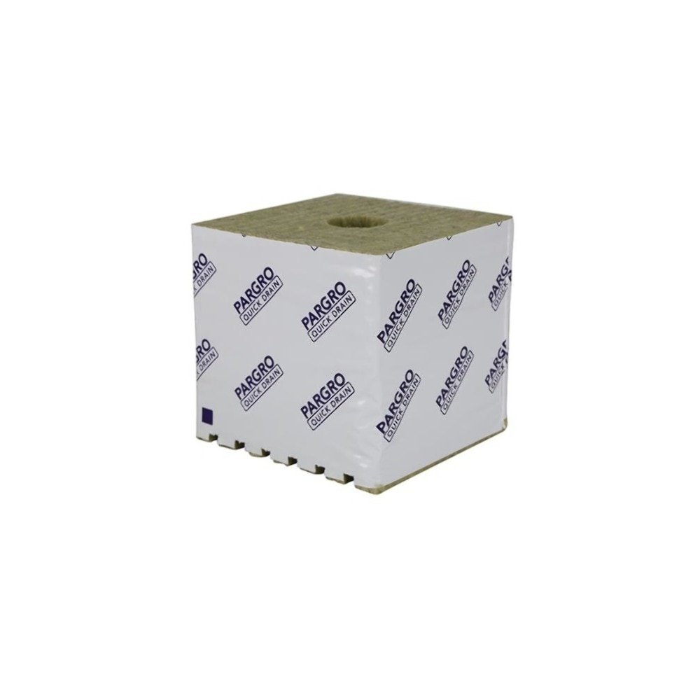 Grodan Pargro Quick Drain Stonewool Biggie Block 6x6x6 Inch with Hole (64/Case) - Hydroponic Growing Medium for Indoor Gardening, Greenhouses & Vertical Farming