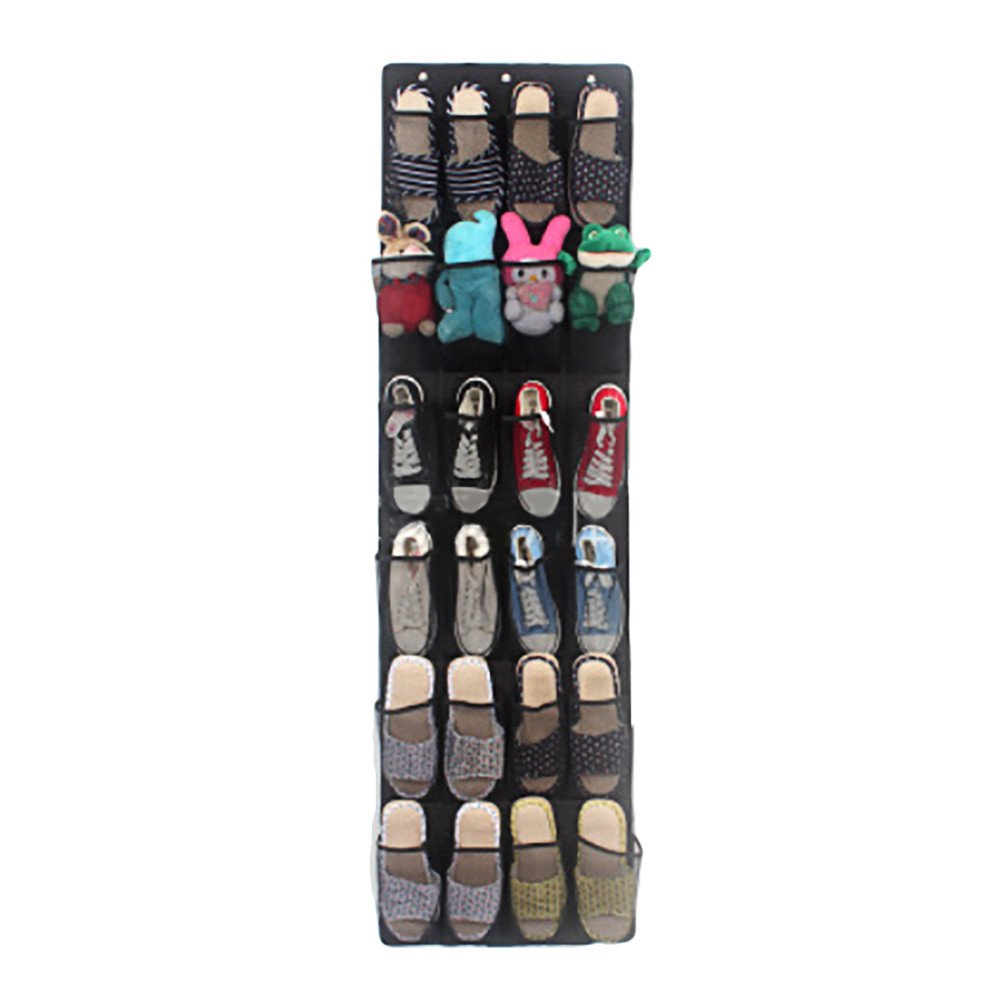 24-Pocket Hanging Closet Organizer - Wall Mount Shoe Storage Rack with Door Hook for Clothes, Accessories & Home Organization - Perfect for Bedroom, Closet & Dorm Room Space Saving