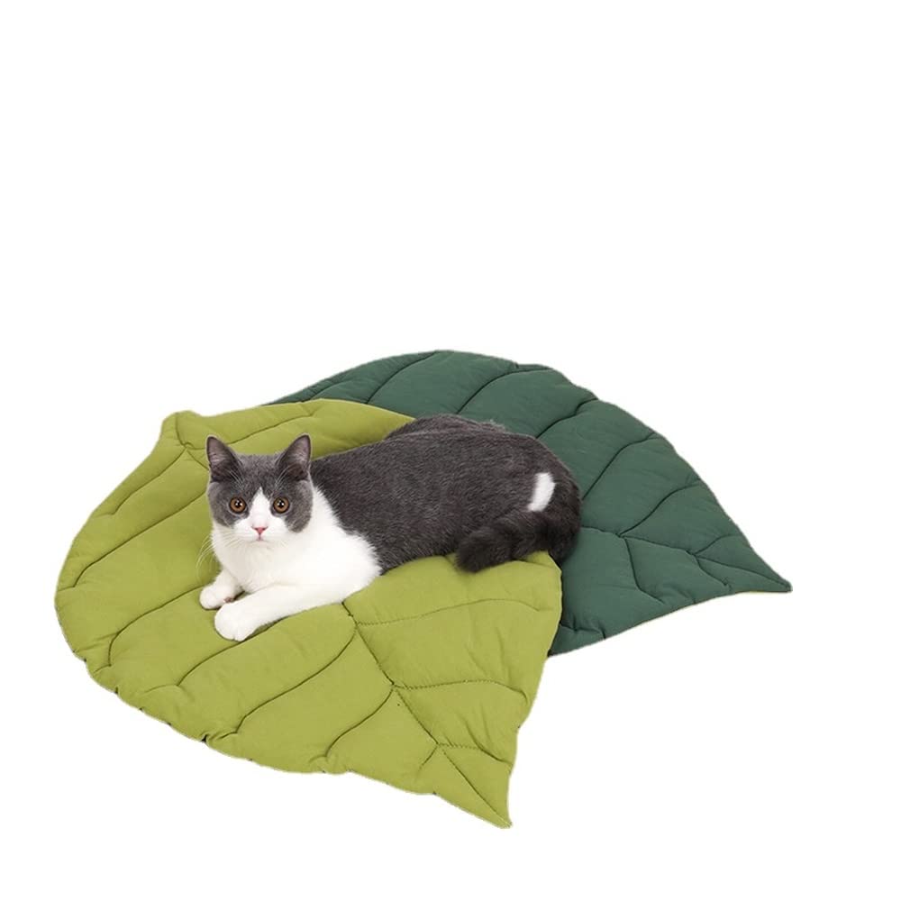 **Leaf-Shaped Cat Bed - Reversible Warm & Comfortable Pet Mat for Cats & Dogs - Indoor Cozy Floor Pad with Cartoon Design - Perfect for Winter Napping & Lounging**