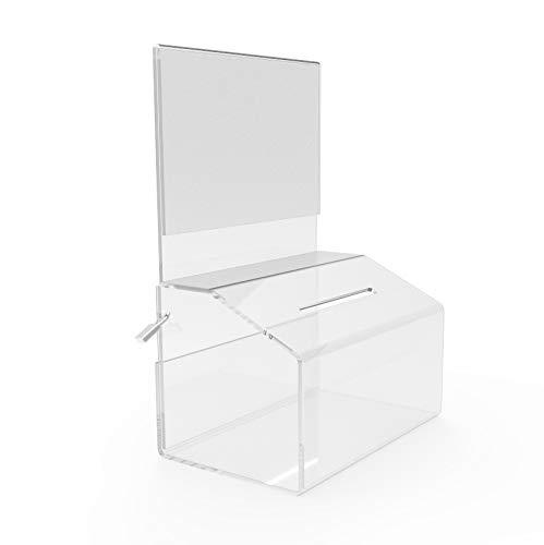 FixtureDisplays® 12-Pack Clear Acrylic Locking Donation Box - 5
