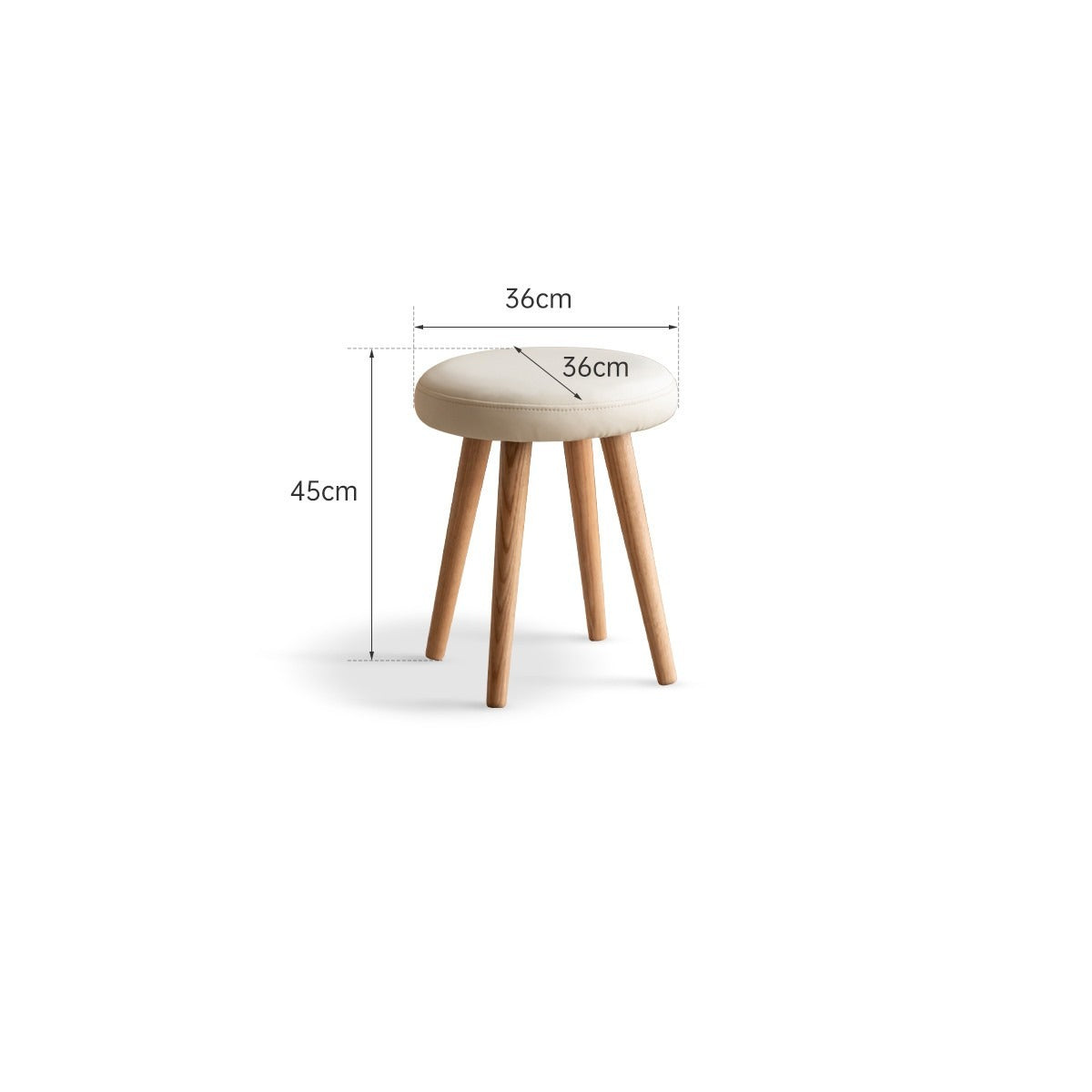 Oak Solid Wood Round Makeup Stool - Durable Vanity Seat with Cushion for Bedroom, Bathroom & Dressing Room - Perfect for Makeup, Hair Styling & Relaxing