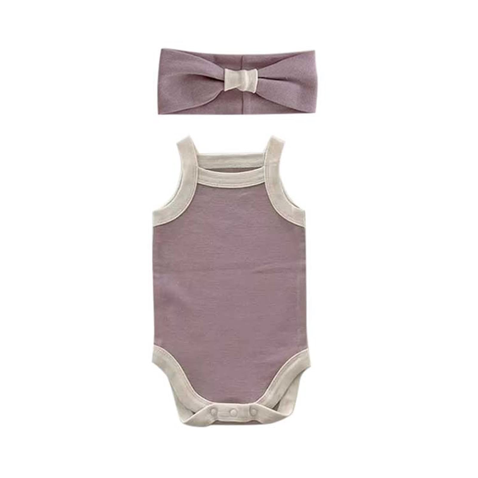 Baby Romper Outfits - Newborn Infant Cotton Summer Sleeveless Bodysuit for Girls & Boys | Color Block Design in Purple | Perfect for Playtime, Photo Shoots & Daily Wear