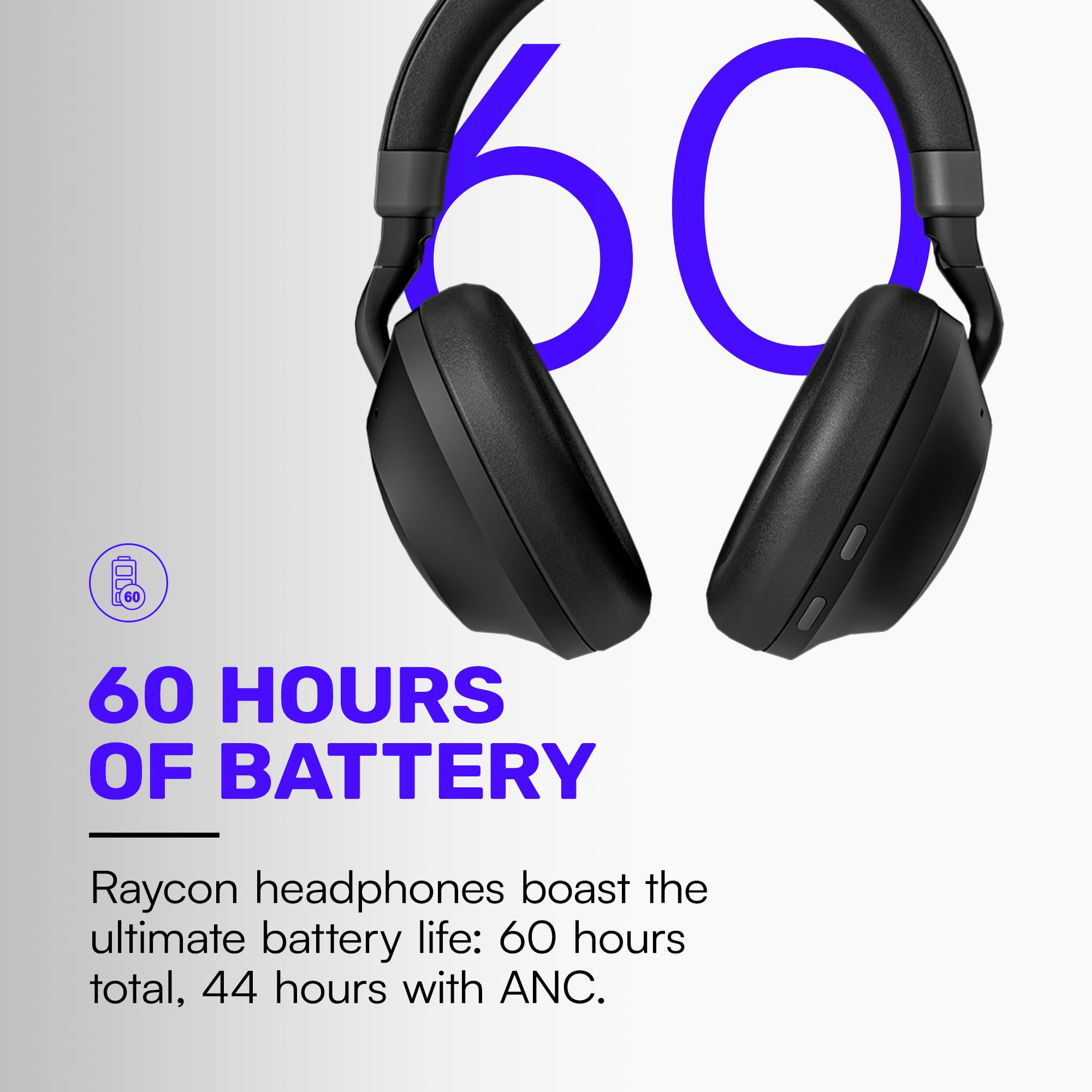 Raycon Everyday Headphones Pro - Wireless Bluetooth Headphones with 60-Hour Battery Life, 6-Mic Clear Call, Active Noise Cancelling & Awareness Mode, Multipoint Connectivity (Storm Blue) - Perfect for Workouts, Commuting & Office Use