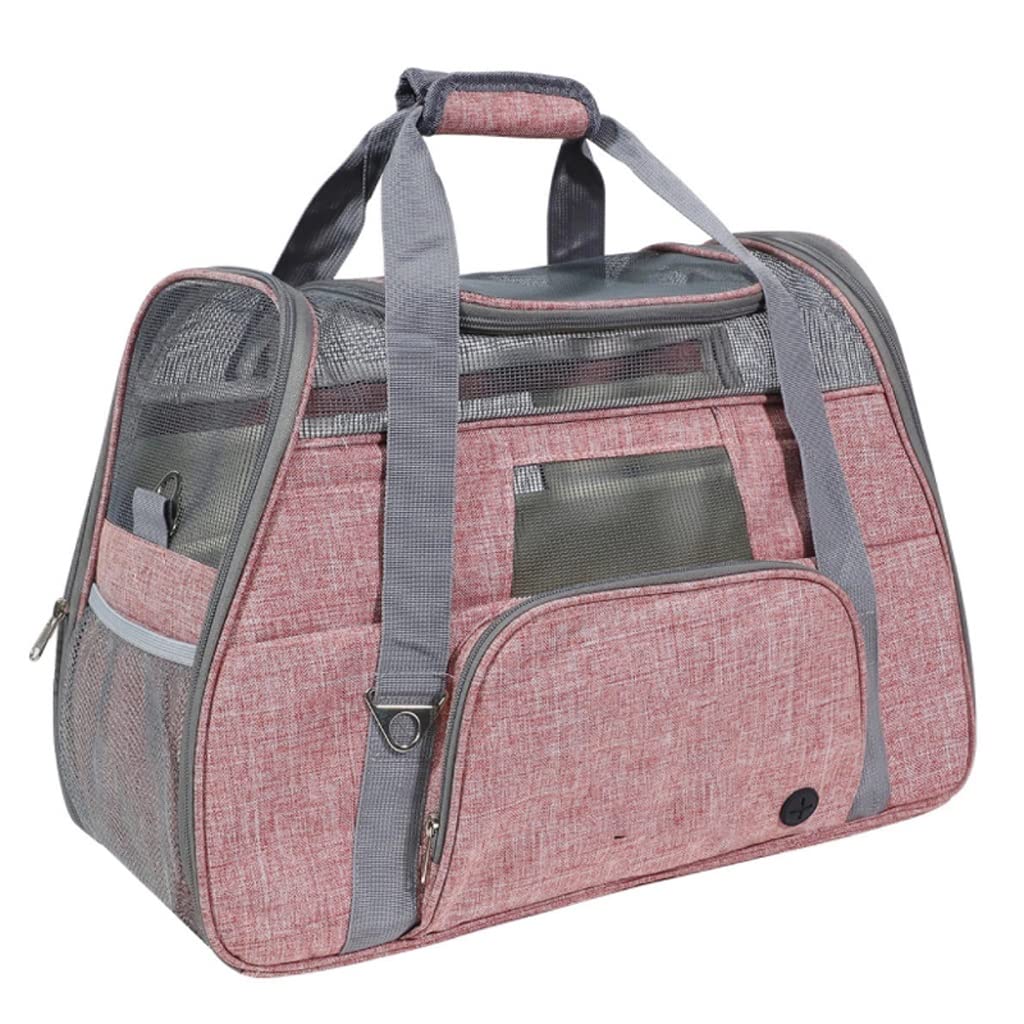 Musite Foldable Pet Carrier Bag - Breathable Oxford Fabric Single Shoulder Travel Carrier for Small Dogs & Cats (Pink) - Perfect for Airplane, Car Rides & Vet Visits