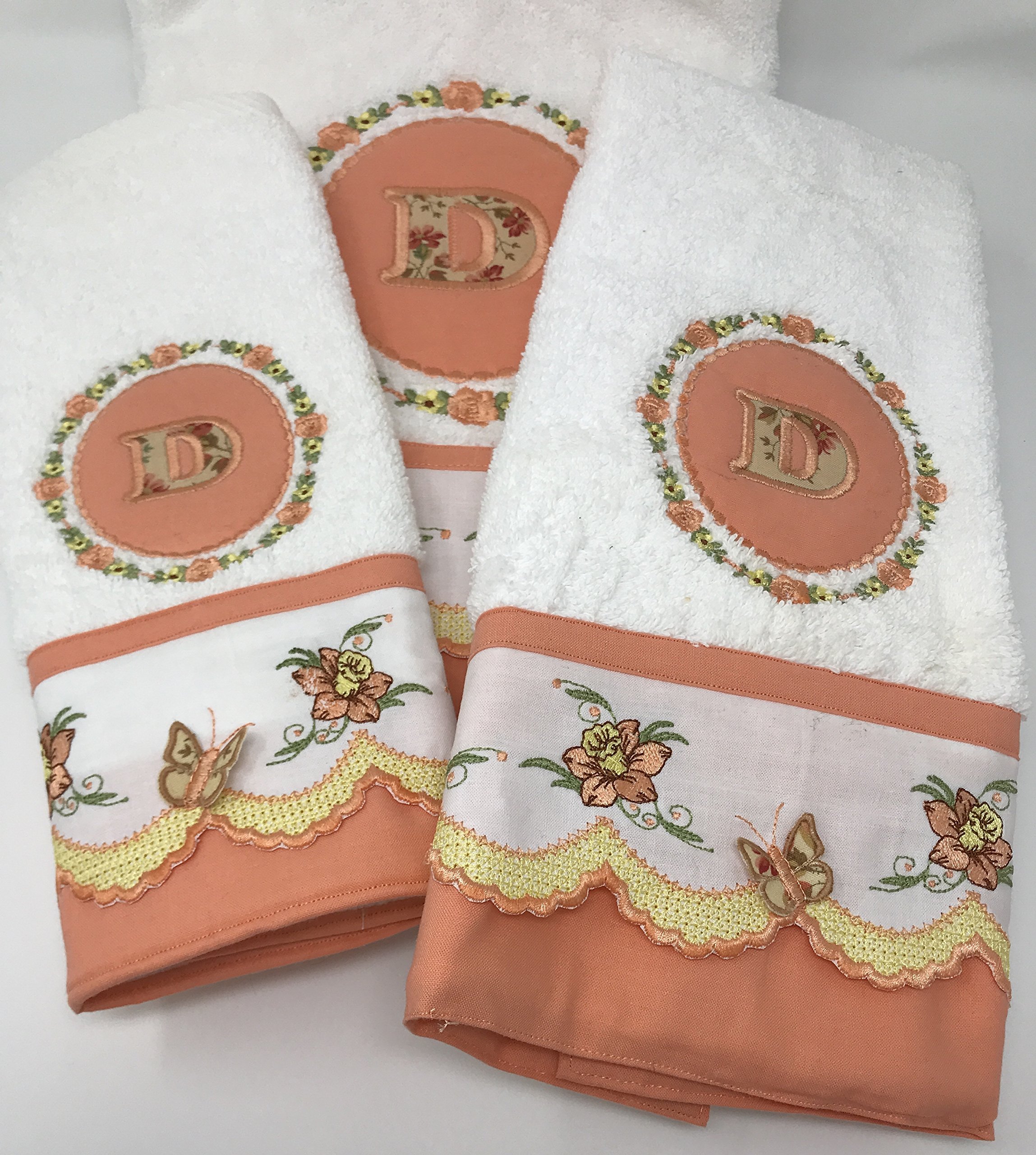 Luxury Monogrammed Bath Towel Set - 3 Piece Soft & Absorbent Cotton Towels for Spa, Bathroom & Beach - Personalized Gift for Her & Him