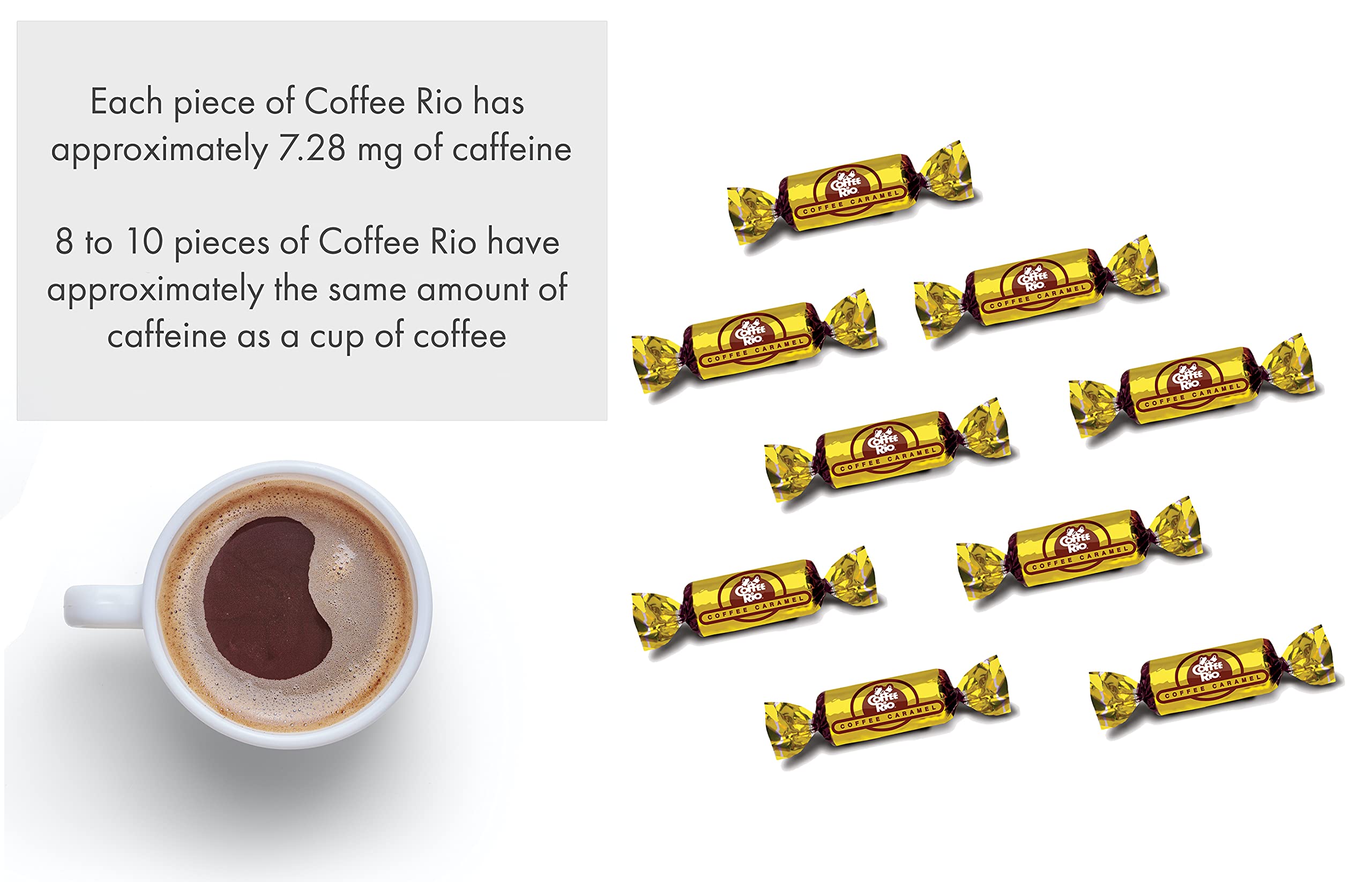 Premium Coffee Rio Candy Pack - 3 Packs of 5.5oz Coffee Caramels with Real Coffee & Cream | Kosher, Caffe Latte Flavor | Perfect for Office Snacks, Travel Treats & Coffee Lover Gifts