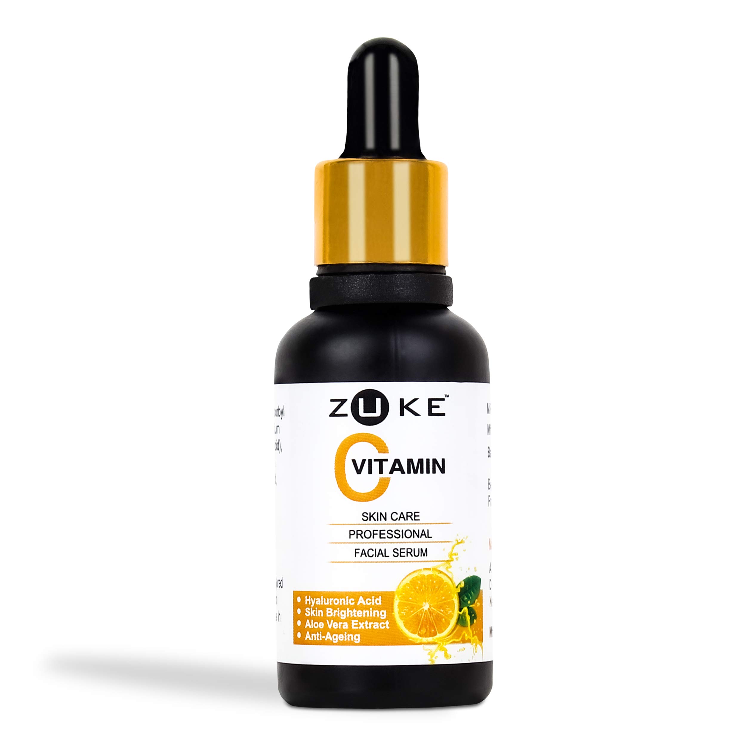 ZUKE Vitamin C Face Serum for Skin Brightening, Anti-Aging & Pigmentation - 30ml with Hyaluronic Acid & Aloe Vera Extract | Brighten Dull Skin, Reduce Wrinkles & Dark Spots | Perfect for Daily Skincare Routine & Nighttime Use
