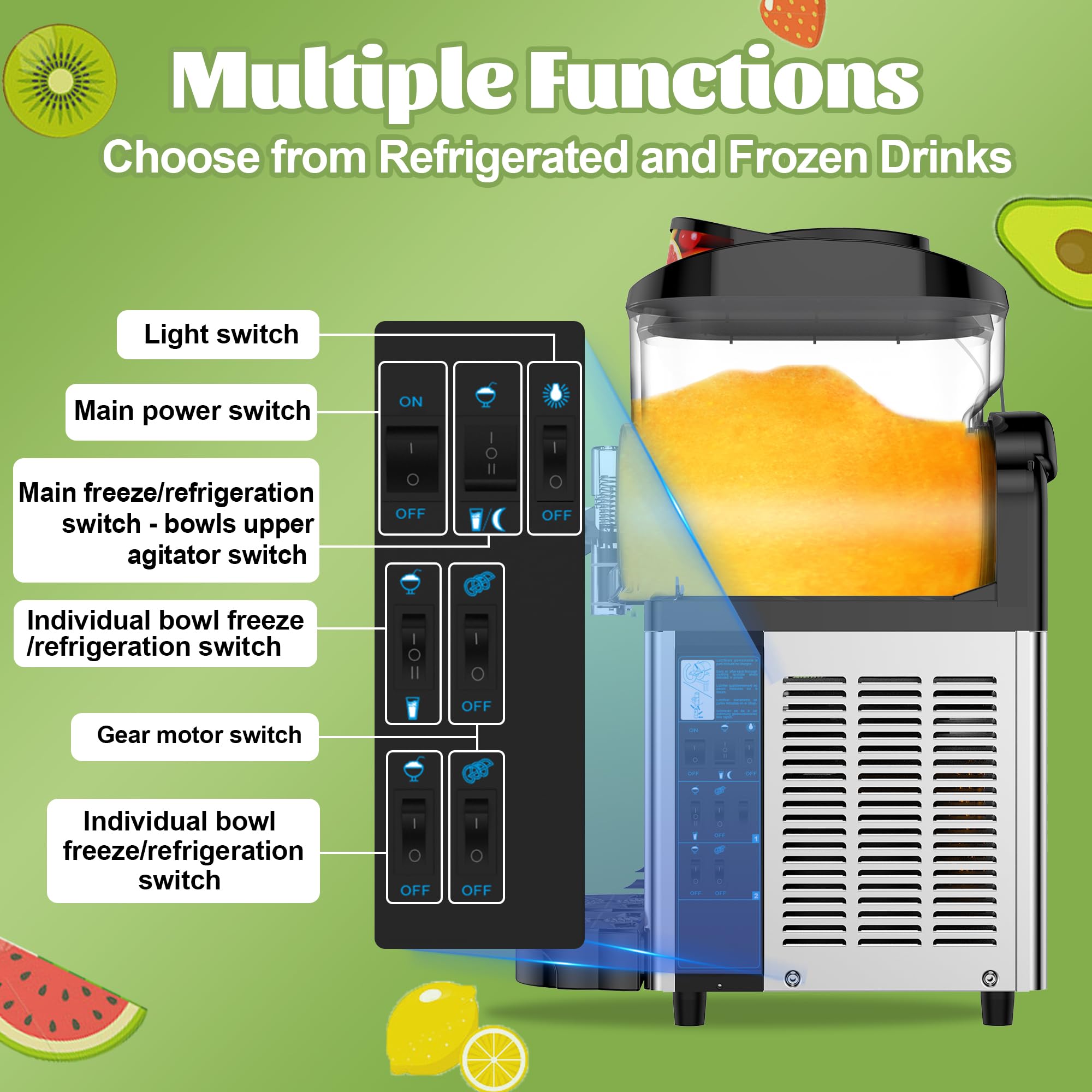 Commercial Slushie Machine 12L x 2 Tank - 24L Frozen Drink Maker for Cocktails, Margaritas, Smoothies & Milkshakes | No Ice Needed | Perfect for Restaurants, Bars, Cafés & Party Events
