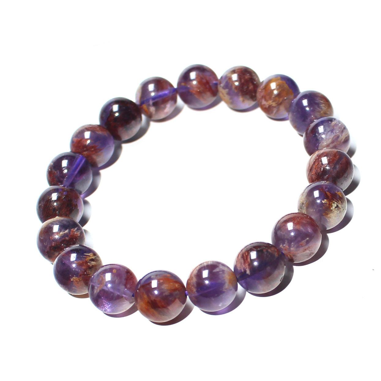 Natural Purple Ghost Fashion 8mm Single Ring Bracelet for Women - Stylish Boho Jewelry for Everyday Wear & Gift Giving