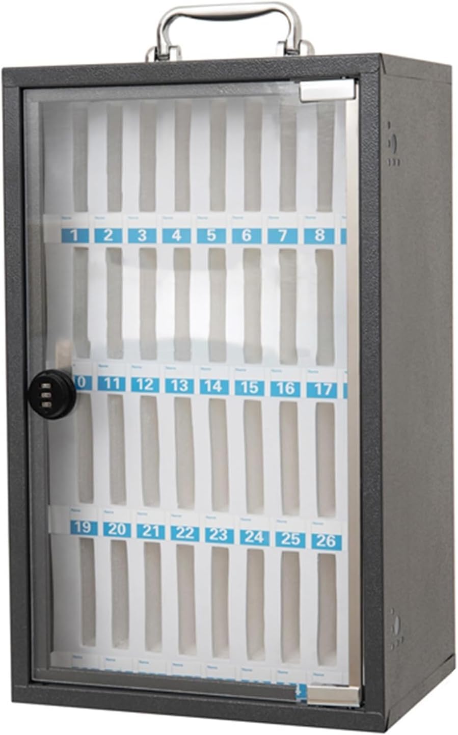 Secure Password Lock Cell Phone Locker Cabinet - Portable Mobile Phone Storage Box with Key for School, Office & Home (36 Slots, Black) - Ideal for Classroom Management, Workplace Productivity & Family Device Organization