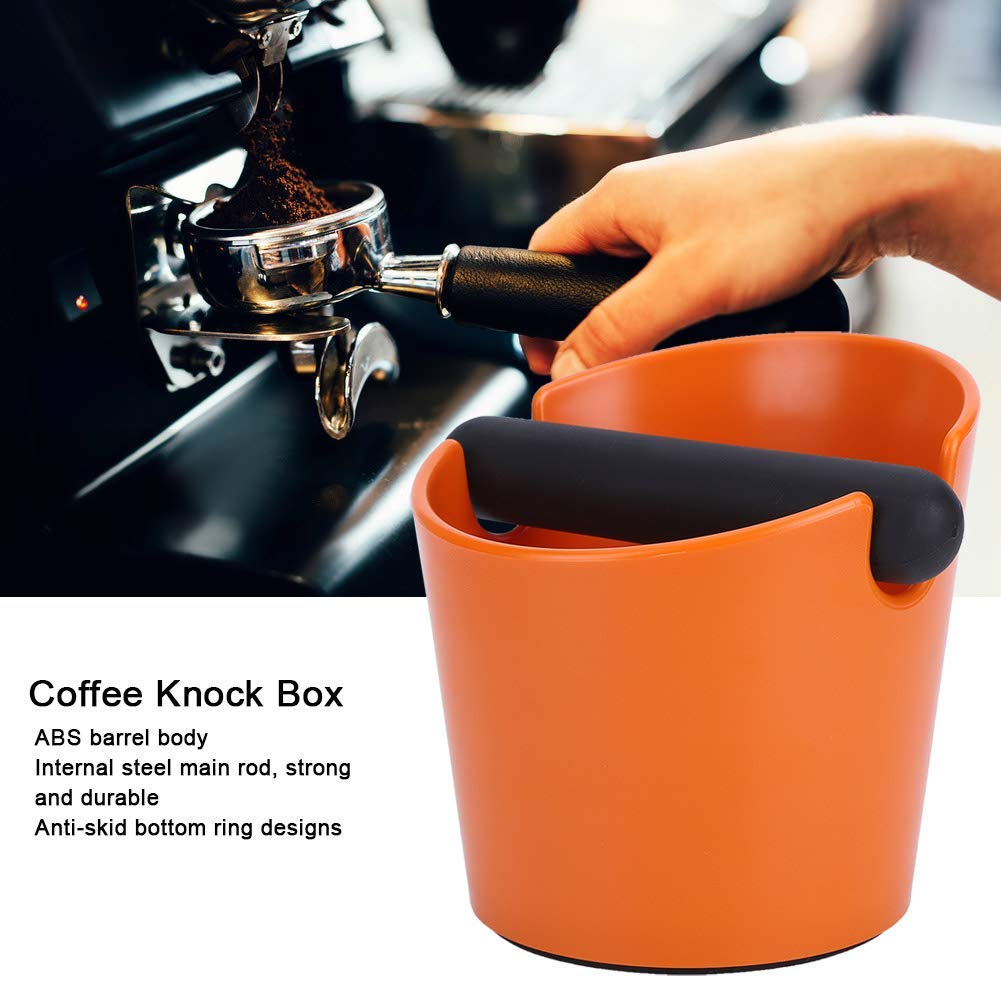 Portable ABS Coffee Knock Box with Non-Slip Base - Durable Coffee Grounds Bin for Home & Coffee Shops - Perfect for Espresso Machines & Barista Workstations (Orange)