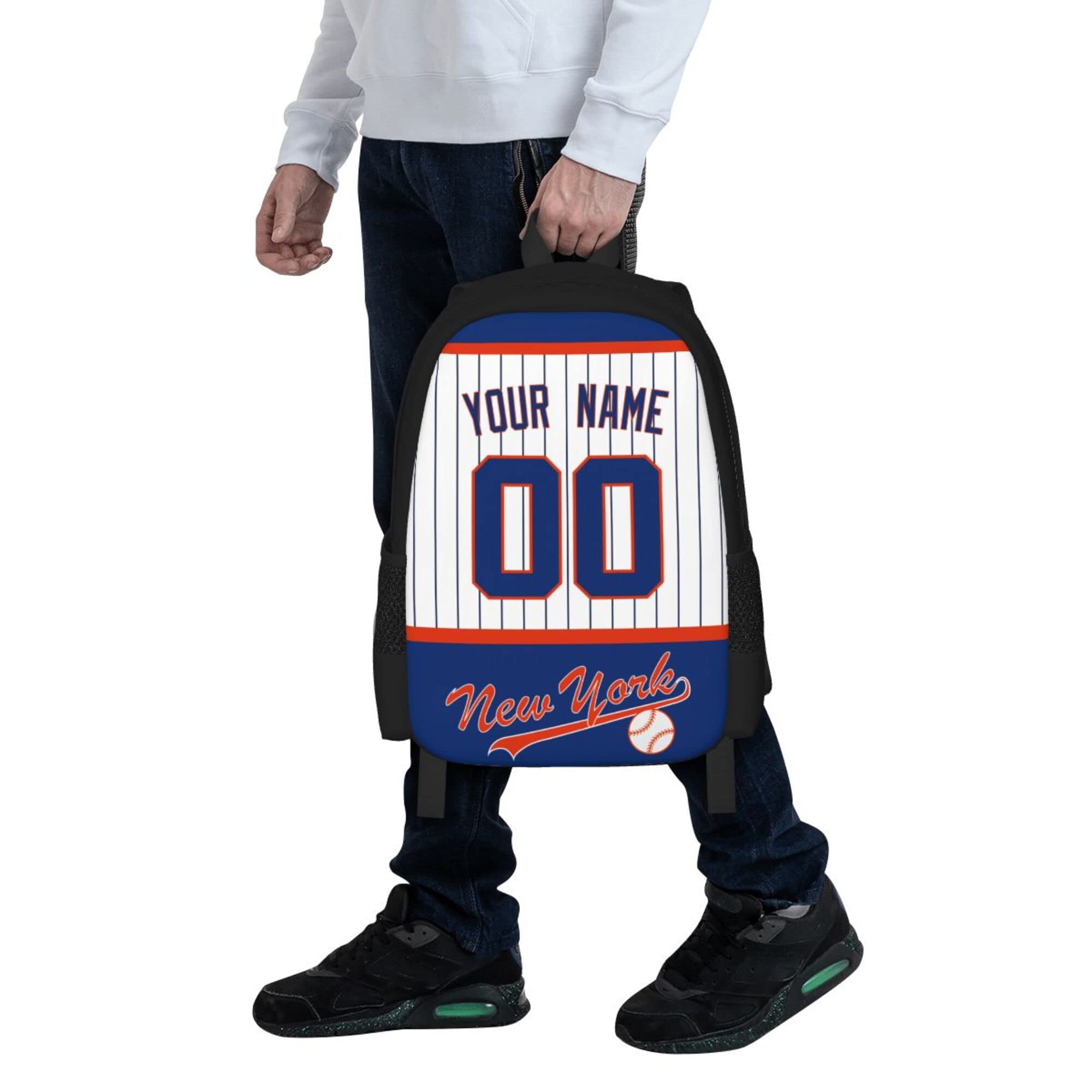 ANTKING New York Backpack - Large Capacity Customizable Name & Number Backpack for Kids, Men & Fans - Perfect for School, Travel & Sports Events
