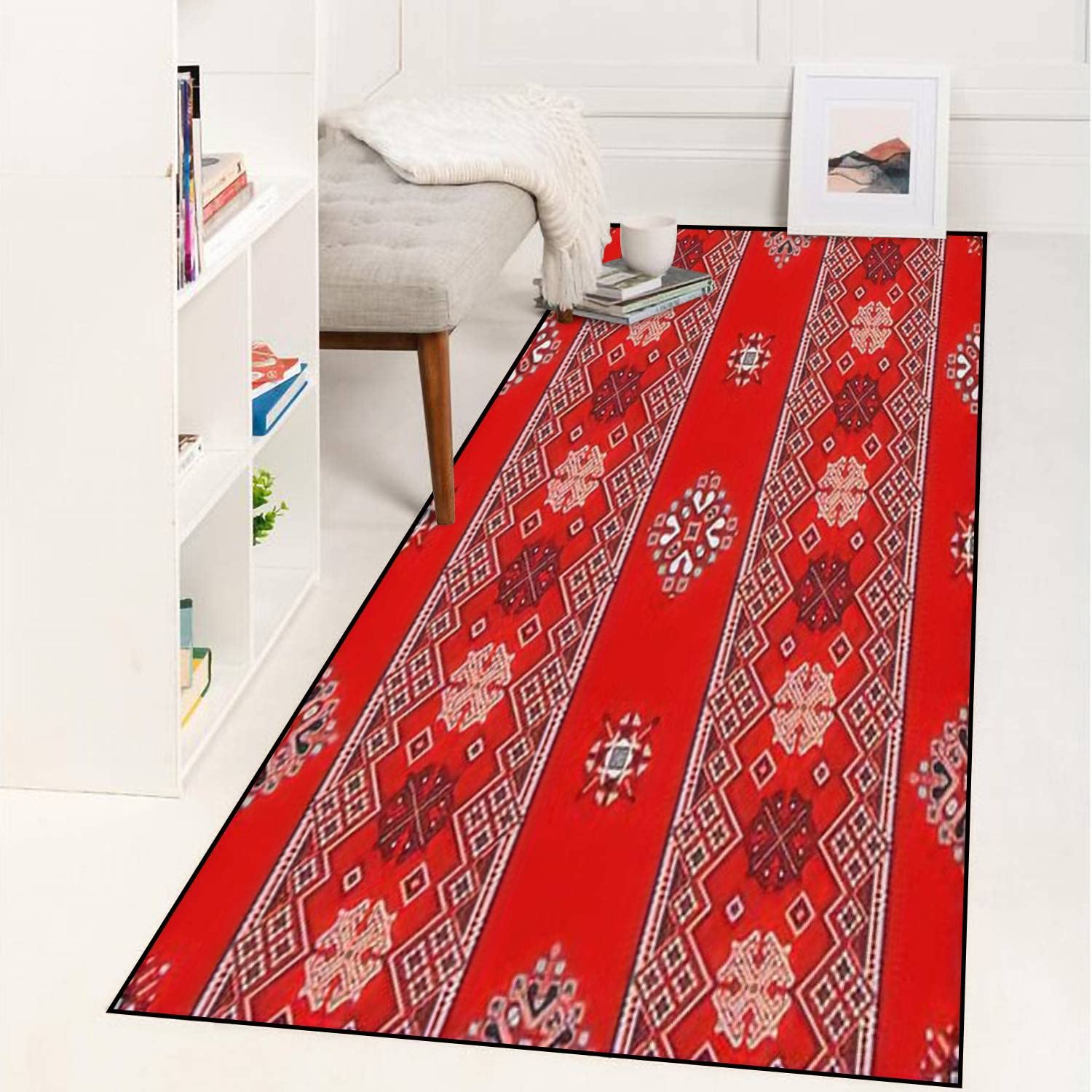 Non-Slip Romanian Inspired Traditional Embroidery Area Rug - Indoor/Outdoor Floor Mat for Hallway, Entryway, Living Room, Bathroom & Kitchen | Durable Carpet Runner & Yoga Mat for Home Decor