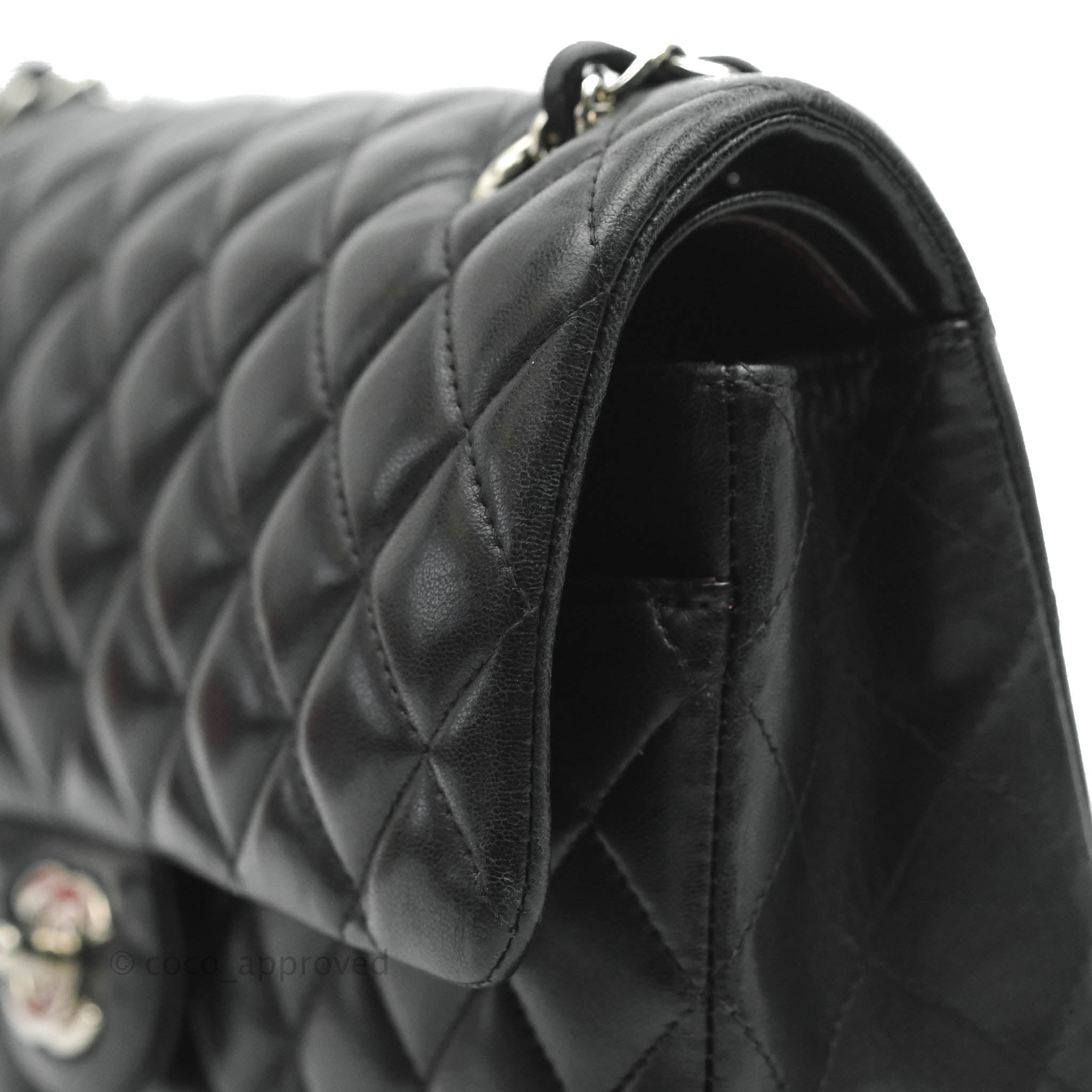Chanel Classic M/L Medium Double Flap Bag - Black Lambskin Leather with Silver Hardware | Luxury Handbag for Women, Perfect for Work, Evening Events & Everyday Use