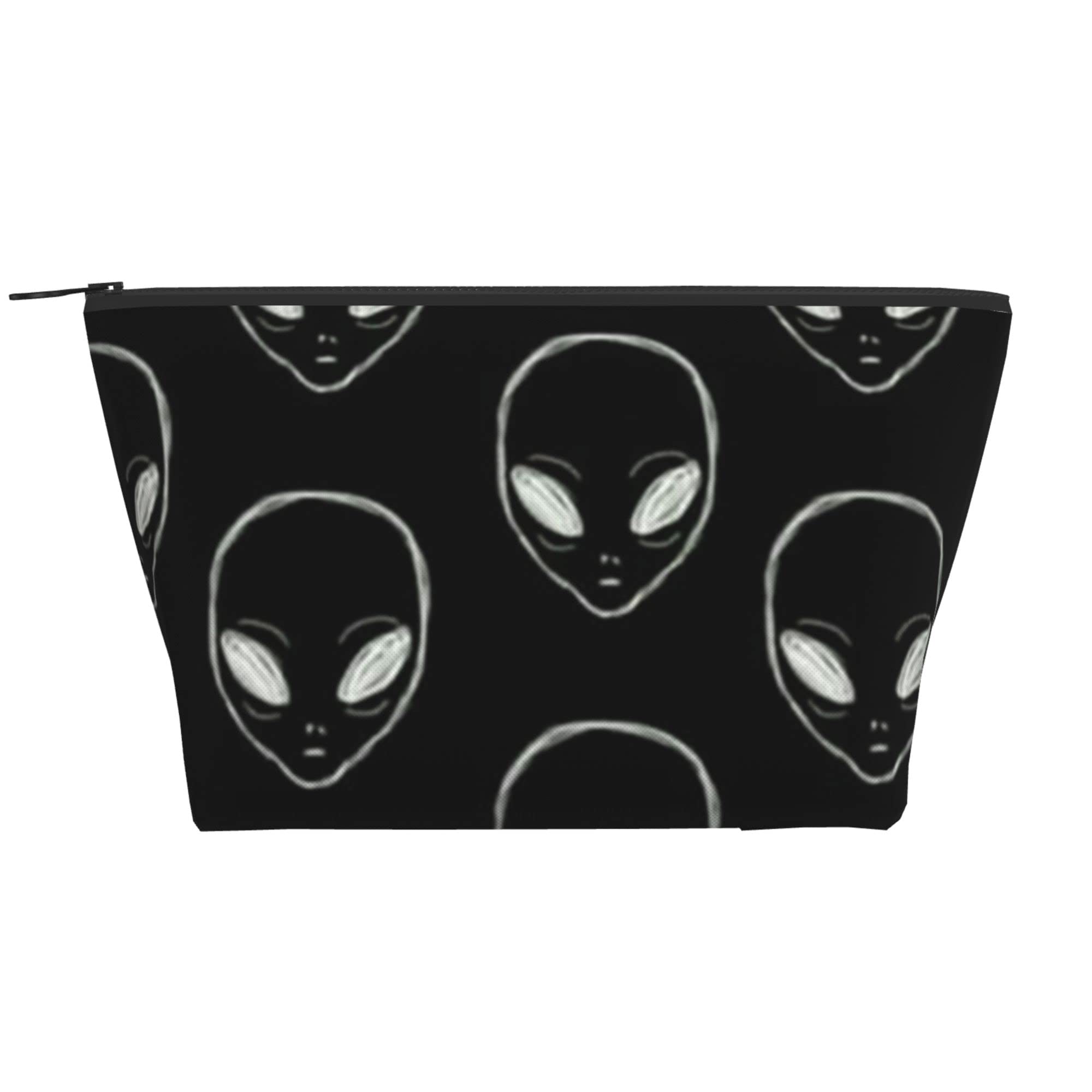 Waterproof Oxford Cosmetic Bag for Women | Travel Toiletry & Makeup Organizer | Lightweight Multi-Purpose Trapezoid Pencil Case (Alien Black) - Perfect for Travel, Gym, School & Daily Essentials Storage