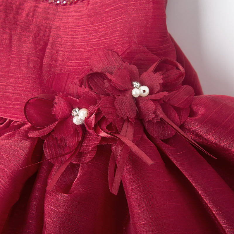 Elegant Red Flower Girl Dress for Toddler Girls | Princess Party Dress for Weddings, Baptisms & Special Occasions