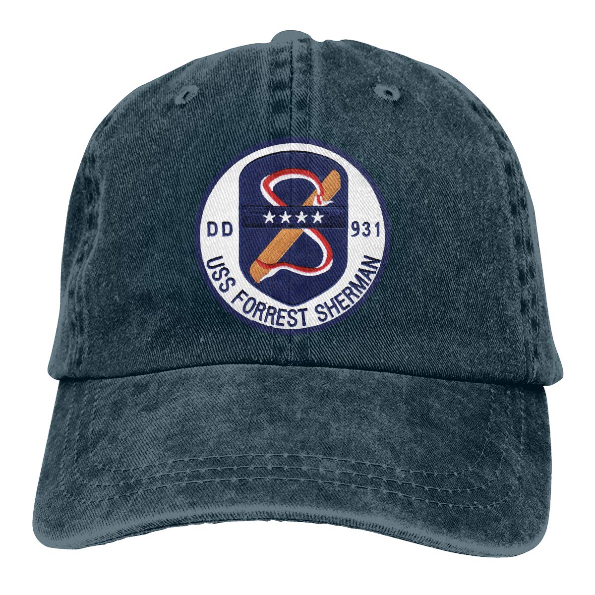HUZEMIN USS Forrest Sherman DD-931 Unisex Baseball Cap - Military Navy Dad Hat for Men & Women - Casual Cowboy Denim Hat for Outdoor, Travel & Daily Wear