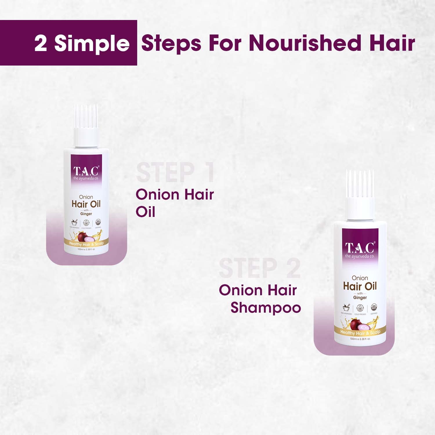 TAC - The Ayurveda Co. Onion Hair Oil for Hair Growth & Hair Fall Control with Black Seed & Plant-Based Biotin | Mineral Oil Free, 100ml | Promotes Thicker, Stronger Hair for Daily Hair Care Routine