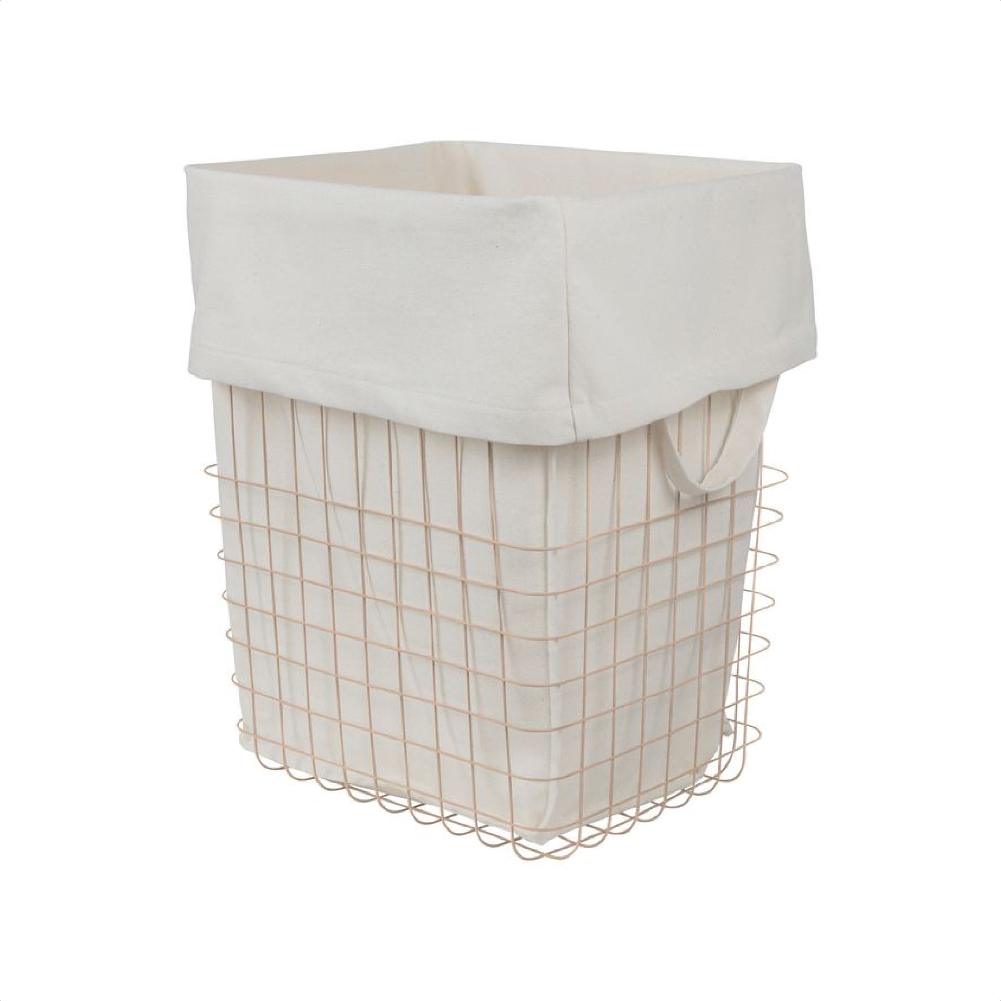 METTE DITMER Large Laundry Basket with Canvas Bag - 50cm Tall, Sand Color | Perfect for Bedroom, Bathroom & Laundry Room Organization