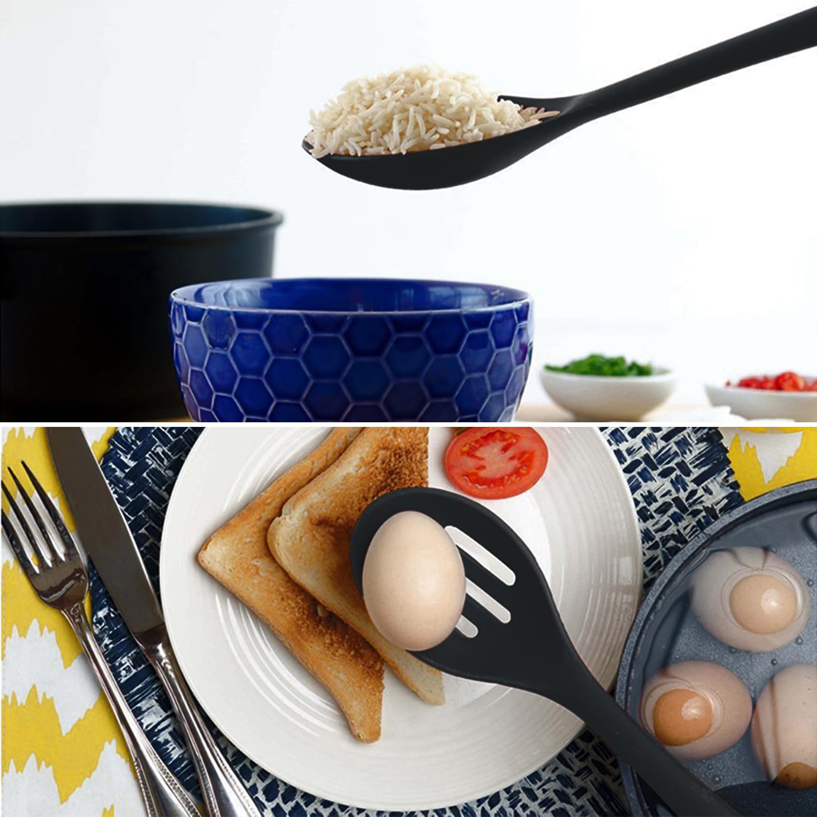 Premium 5-Piece Silicone Cookware Set - Food Grade, Heat Resistant to 446°F - Includes Spatula, Spoon, Slotted Turner & More (Black) - Perfect for Baking, Cooking & Non-Stick Kitchen Utensils