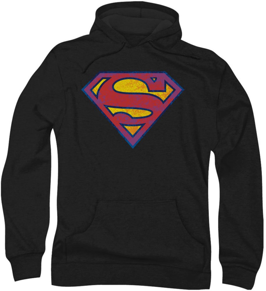 Superman Men's Neon Distress Logo Hoodie - Graphic Pullover Sweatshirt for Casual Wear, Street Style & Superhero Fans