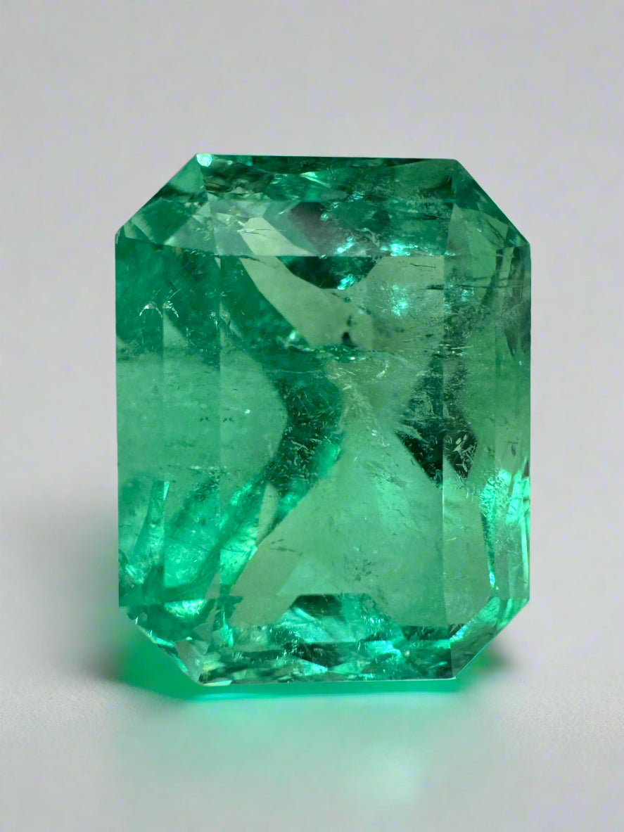 9.51 Carat 14x11mm Genuine Colombian Emerald - Vivid Green Emerald Cut Loose Gemstone for Jewelry Making, Engagement Rings & Luxury Gifts