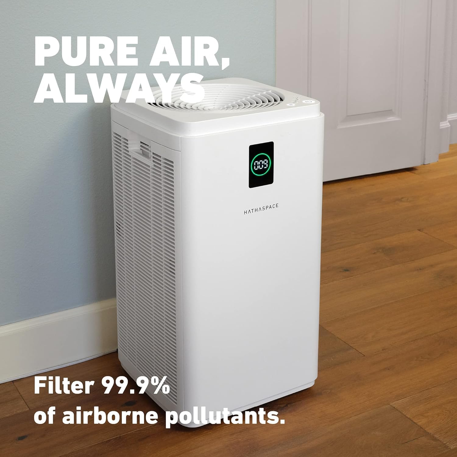 HATHASPACE HSP003 True HEPA Air Purifier for Home - 99.9% Dust, Smoke, Pet Dander, Odor & VOC Removal - Covers 2800 Sq. Ft - Quiet Air Cleaner with Smart Sensor - Ideal for Bedroom, Living Room & Large Spaces - Allergy & Asthma Relief