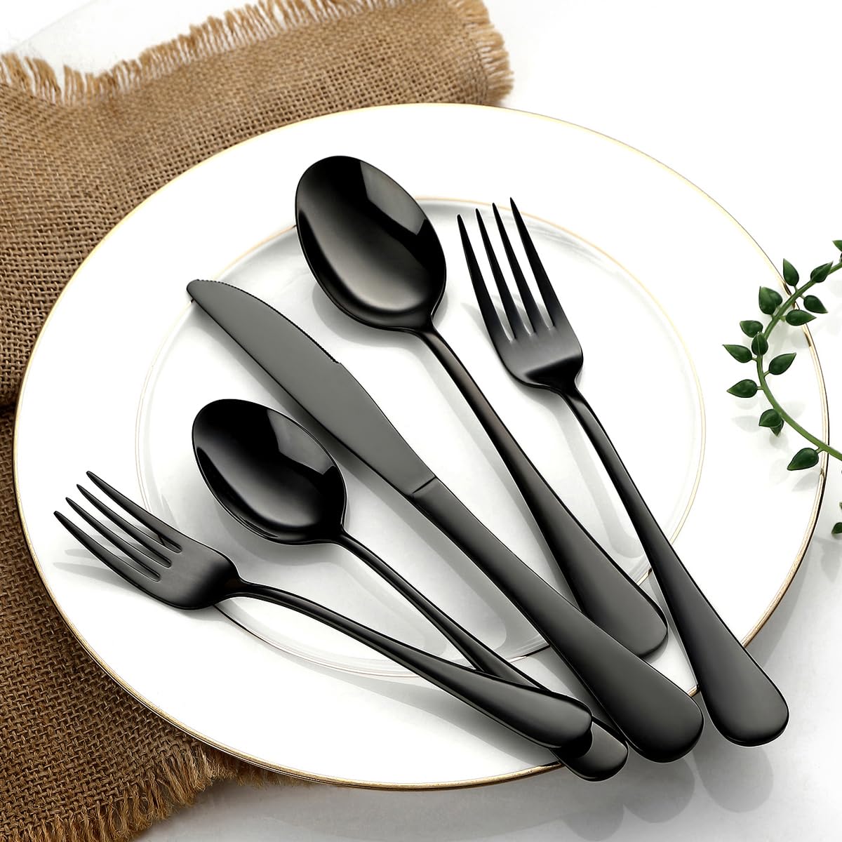 Premium Black Salad Forks Set of 8 - 6.7