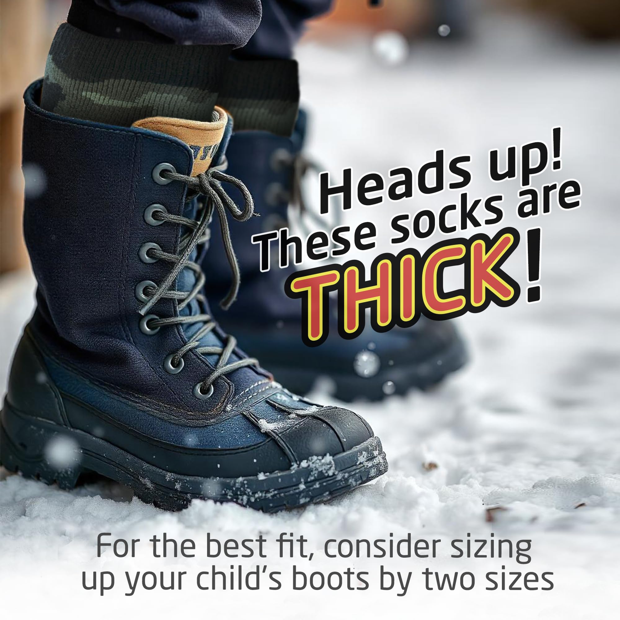 Kids Thermal Socks - 2 Pack Warm Winter Socks for Boys & Girls | Cozy Insulated Thick Heated Socks | Perfect for Cold Weather, Snow Play & Indoor Comfort
