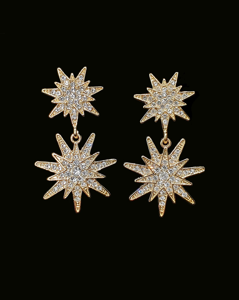 Celestial Crystal Star Bridal Earrings - Elegant Wedding Jewelry by Johnny B at Kezani | Perfect for Brides, Bridesmaids, and Special Occasions