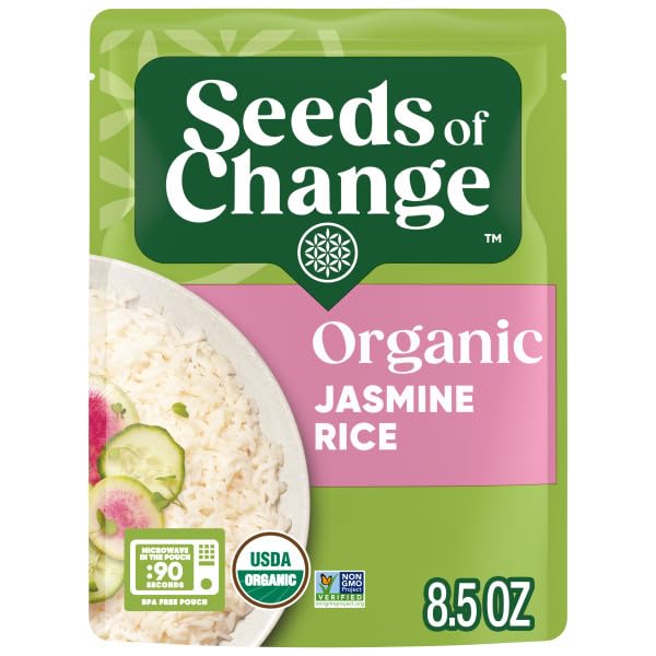Organic Aromatic Jasmine Rice by SEEDS OF CHANGE - Microwaveable Ready to Eat, 8.5 Oz (Pack of 12) - Perfect for Quick Meals, Meal Prep & Healthy Eating
